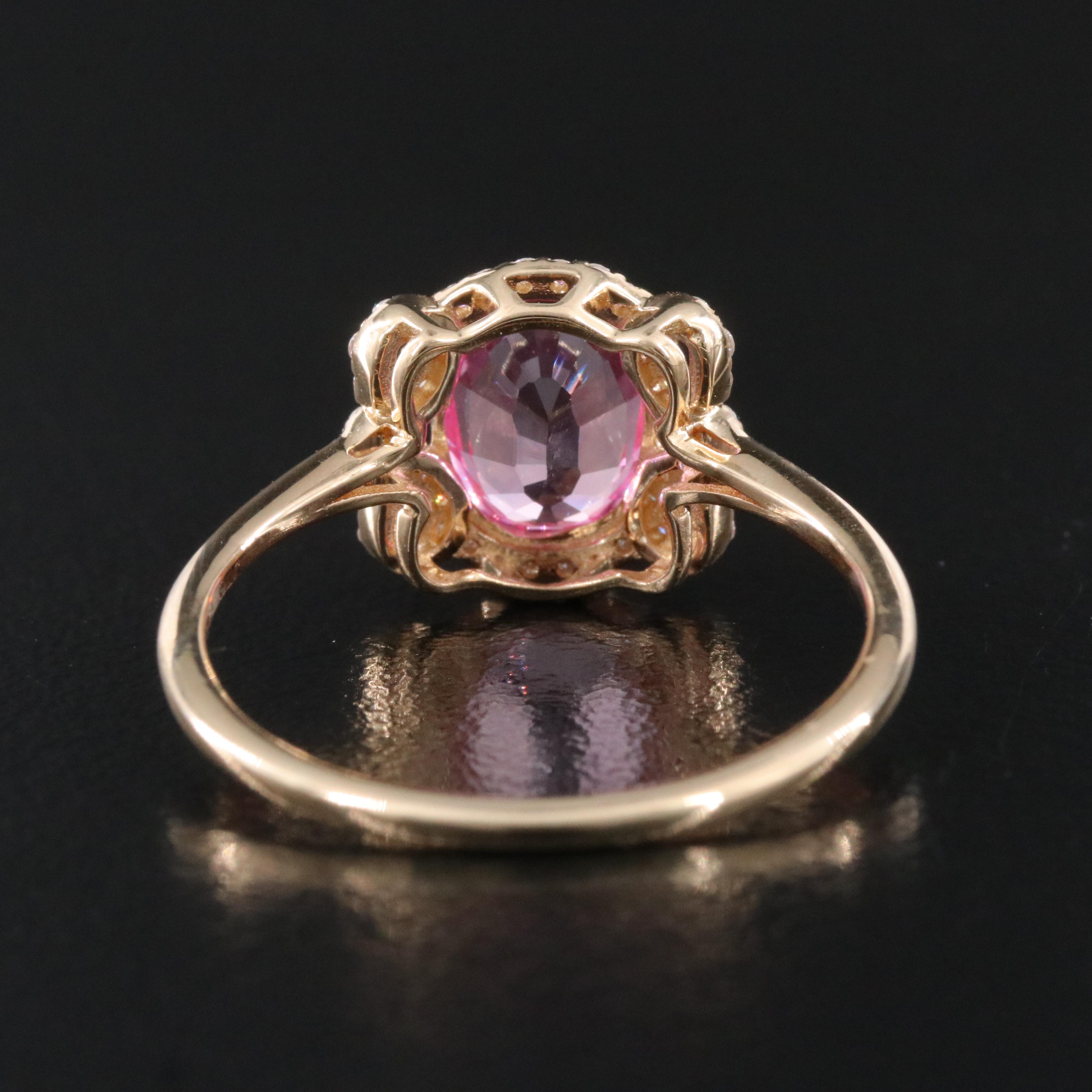 14K Pink Sapphire and Moissanite Ring with IGI Jewelry Report