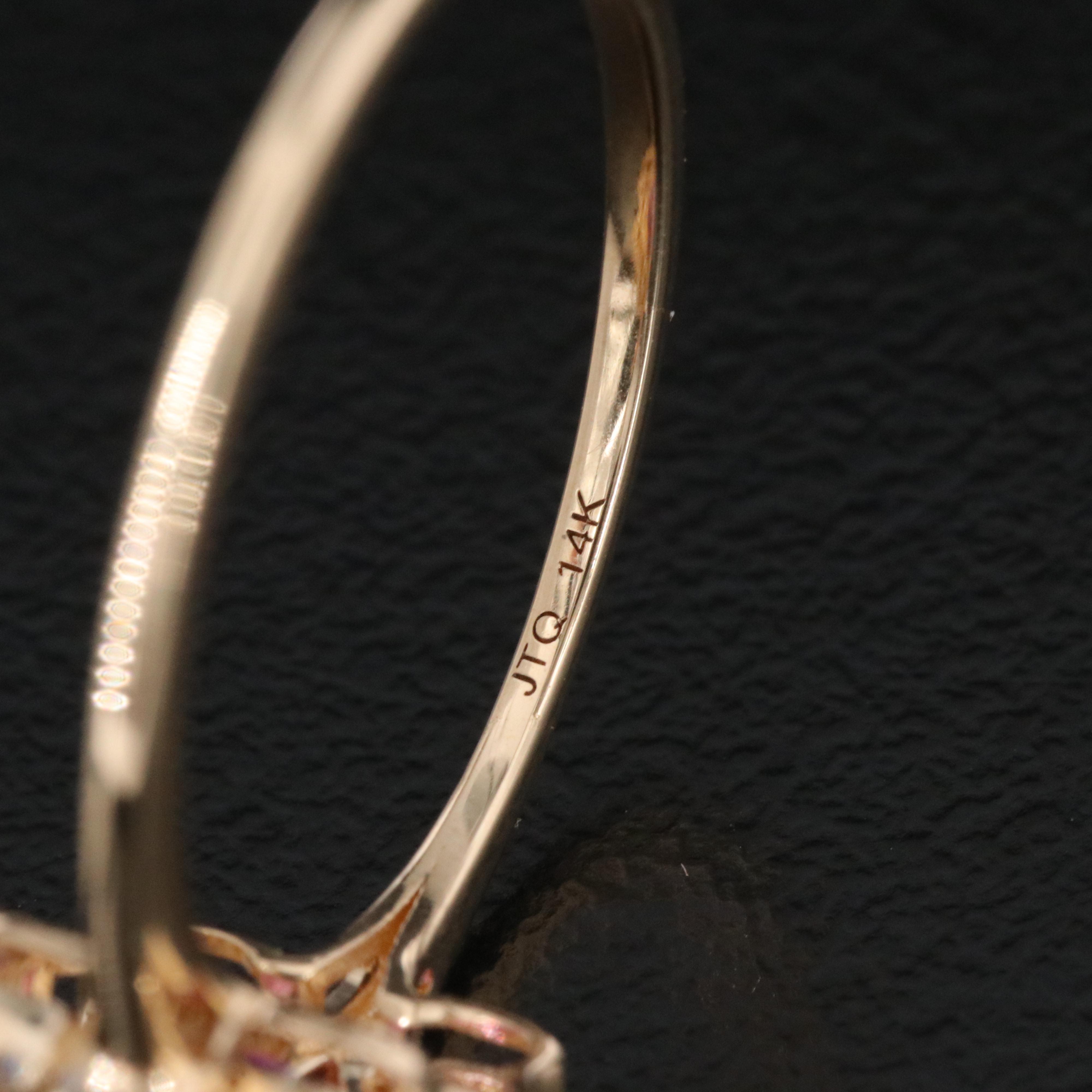 14K Pink Sapphire and Moissanite Ring with IGI Jewelry Report