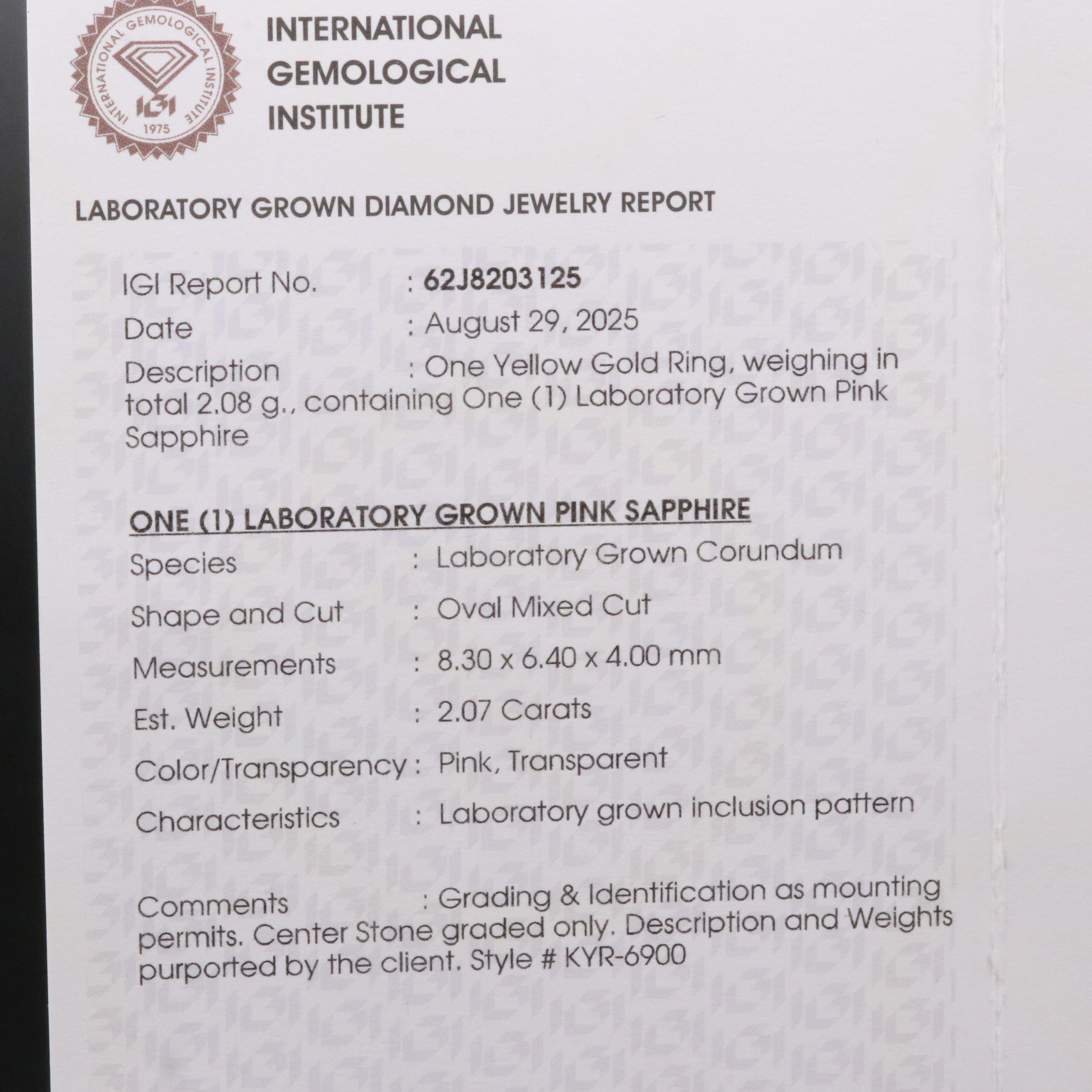 14K Pink Sapphire and Moissanite Ring with IGI Jewelry Report