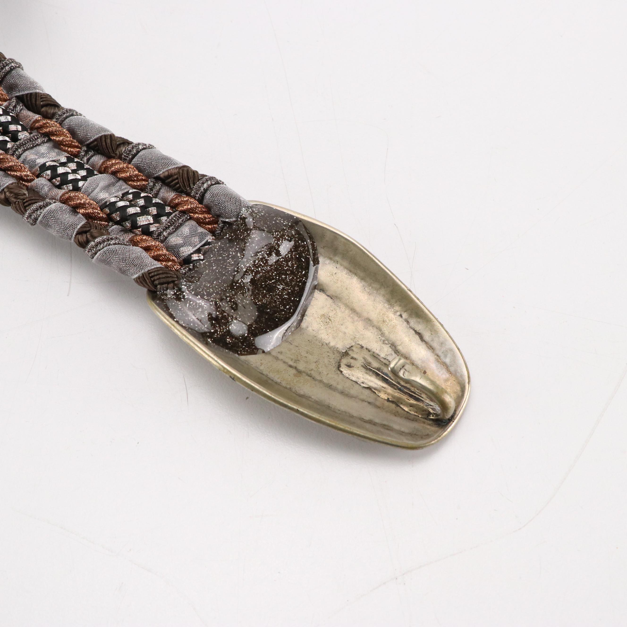 Alex & Lee - Love & Peace Artisan Buckle Woven Cord Belt, circa 1980