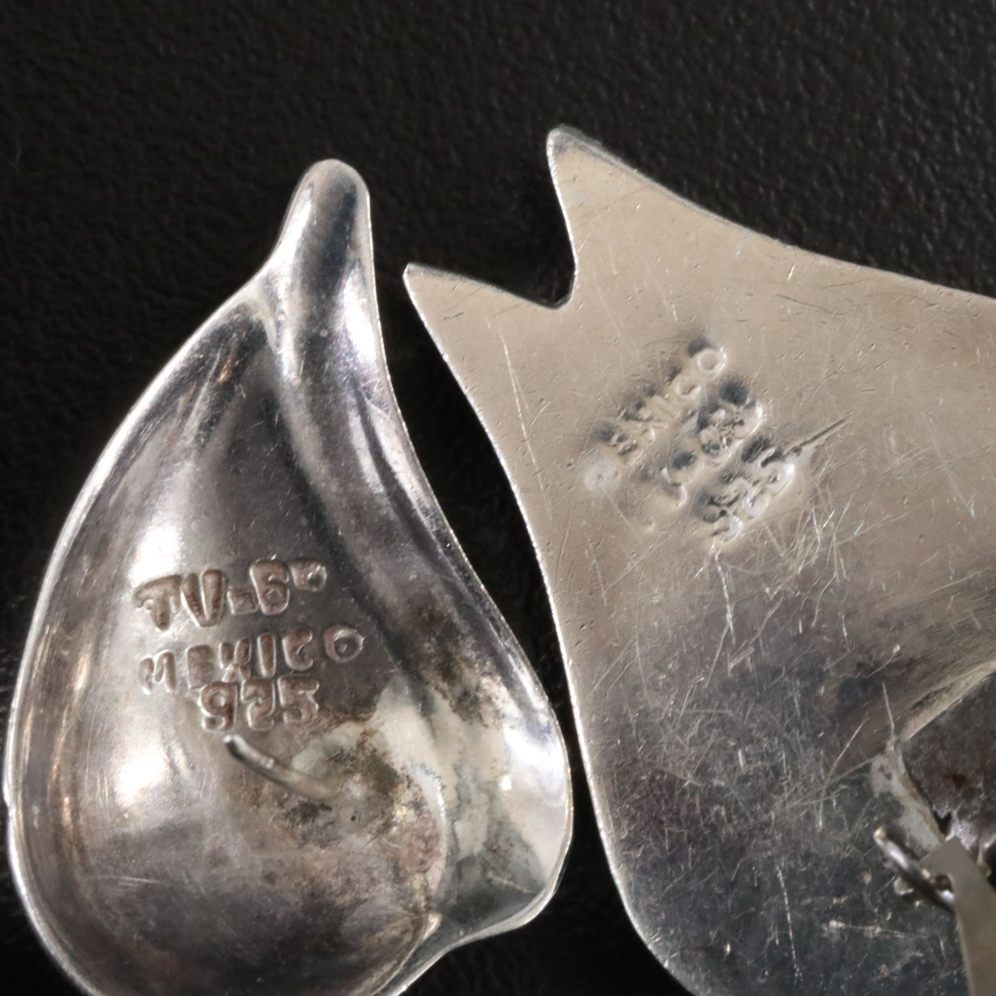 Mexican Sterling Tulip and Heart Earrings