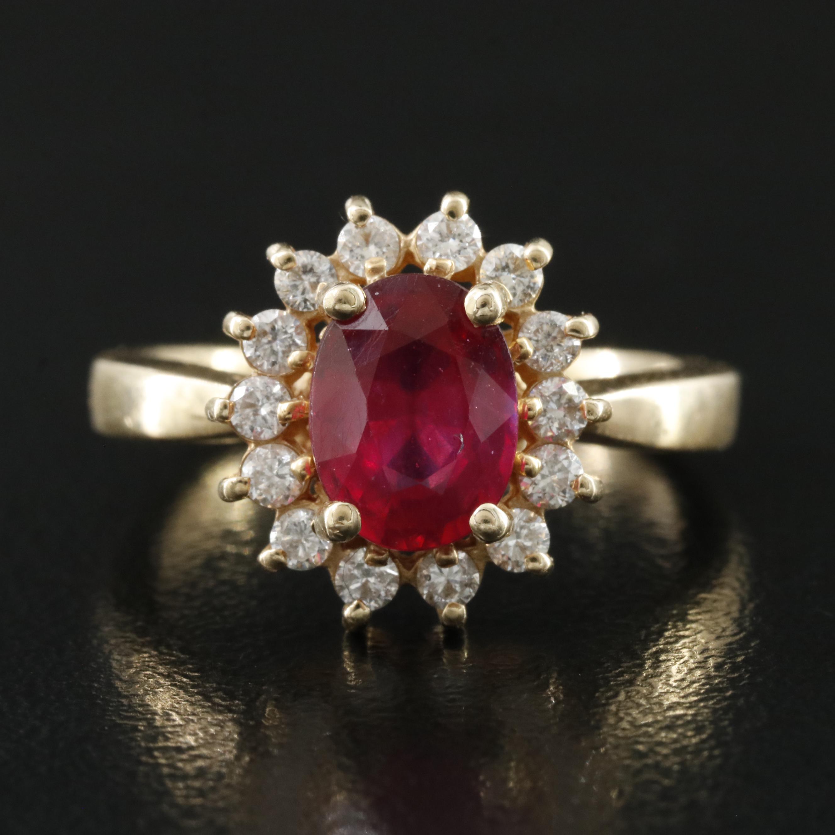 14K Filled Corundum and Diamond Ring