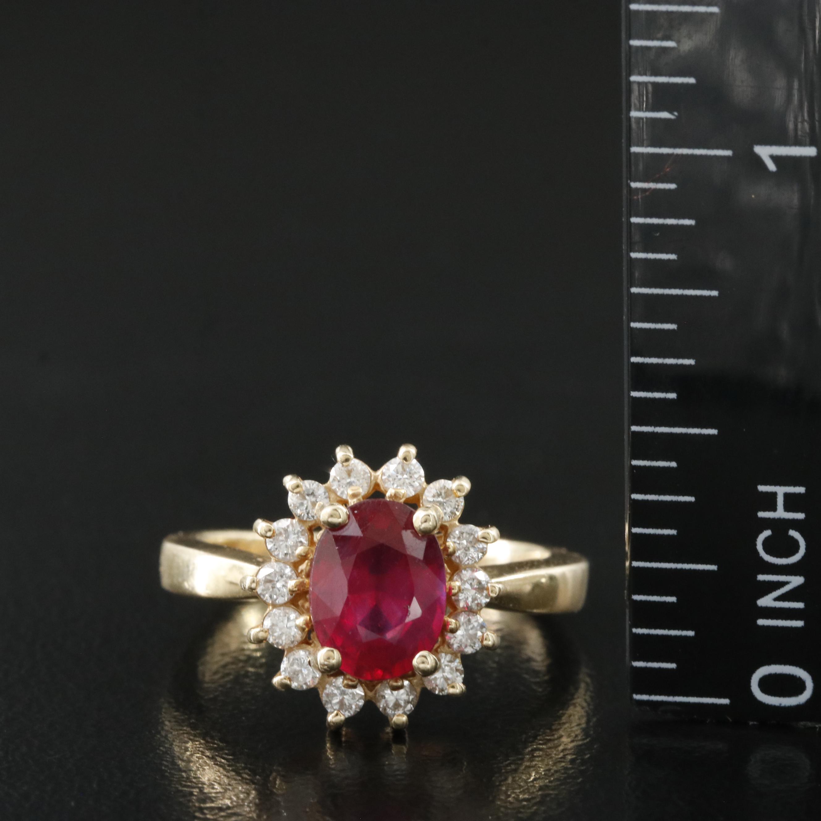 14K Filled Corundum and Diamond Ring