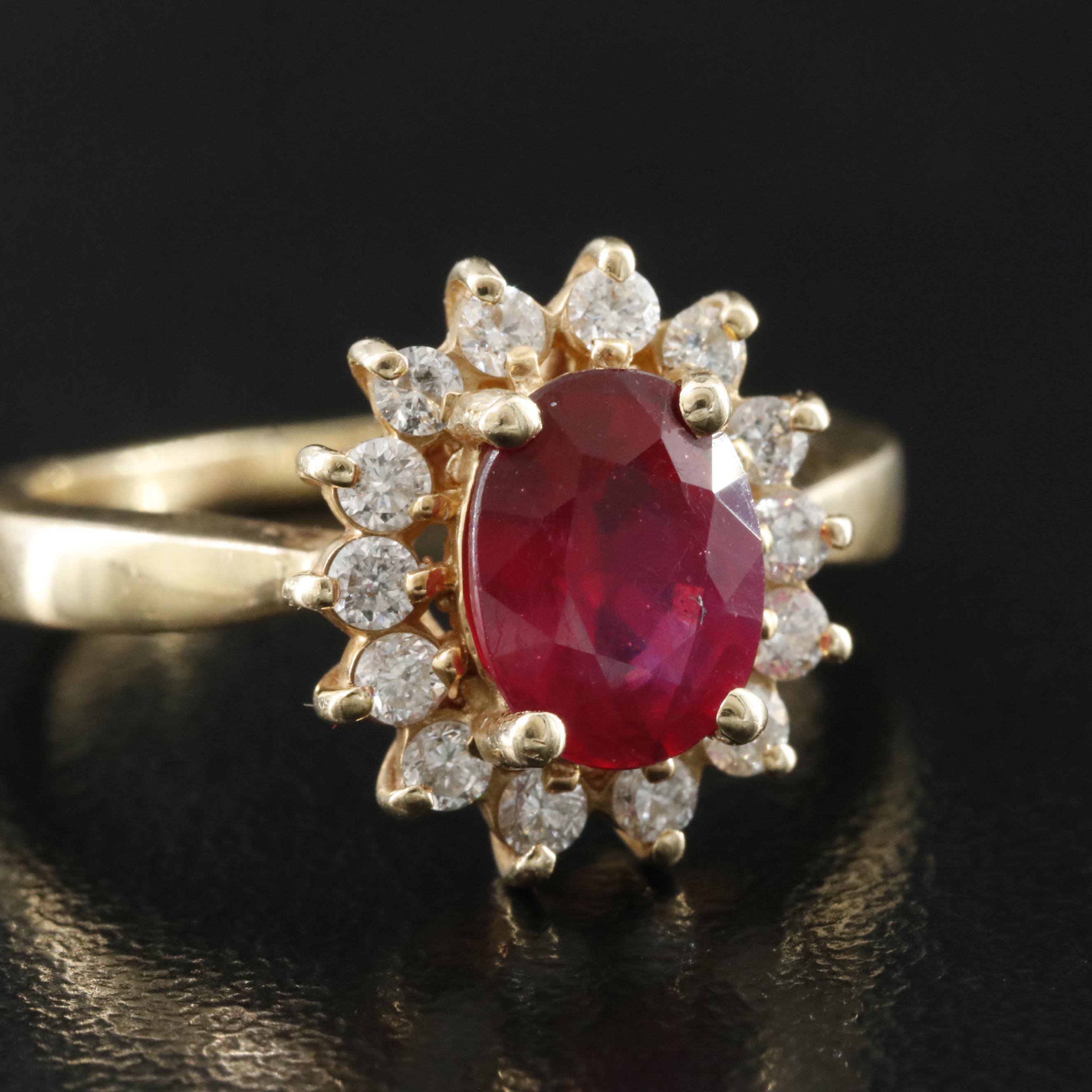 14K Filled Corundum and Diamond Ring
