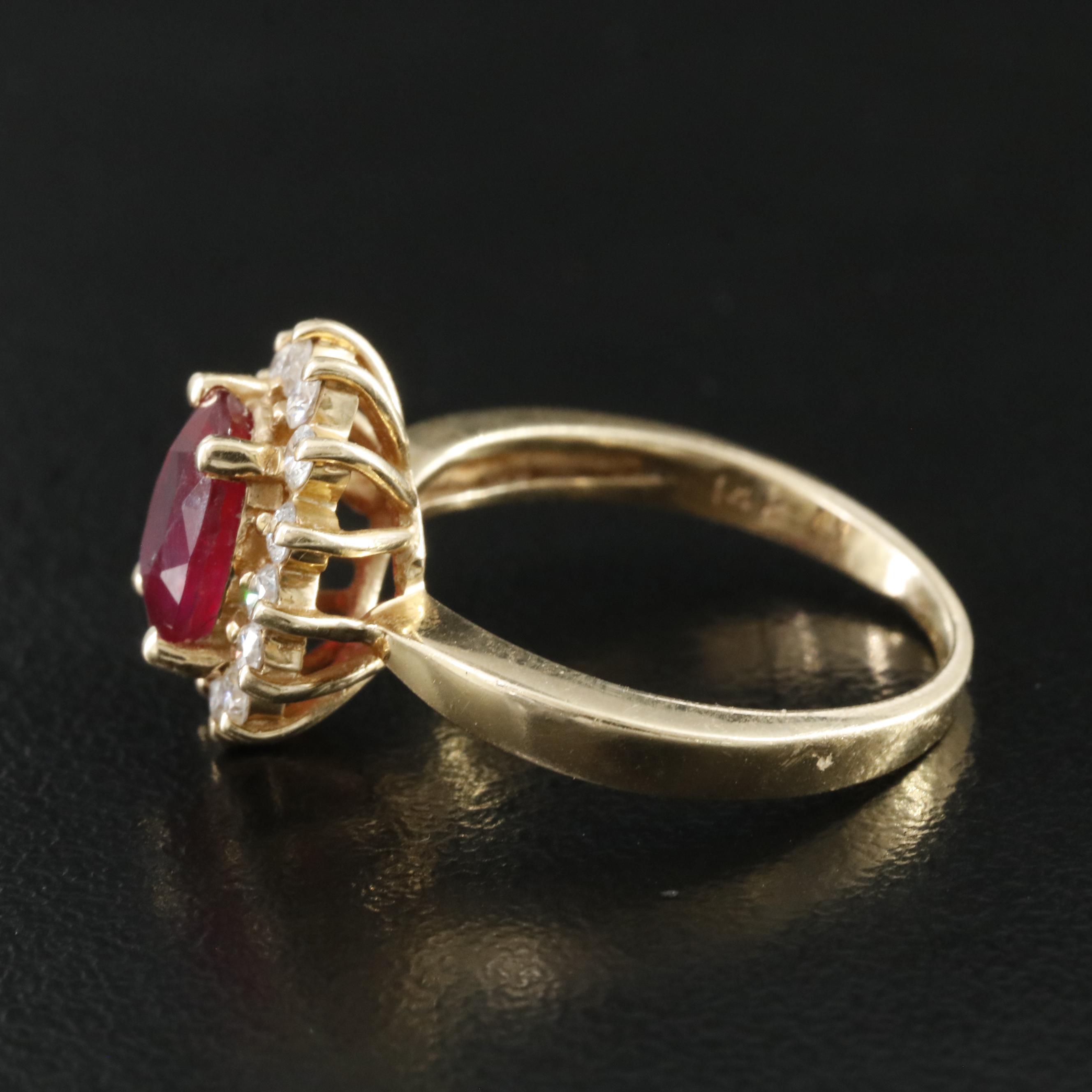 14K Filled Corundum and Diamond Ring