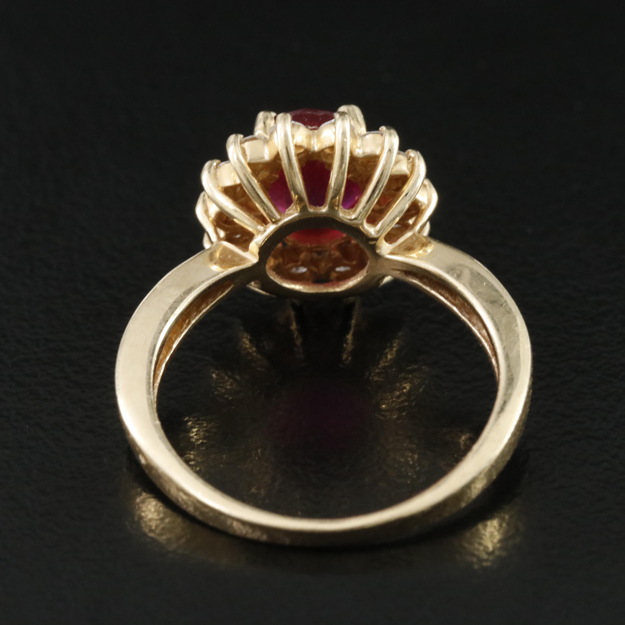 14K Filled Corundum and Diamond Ring