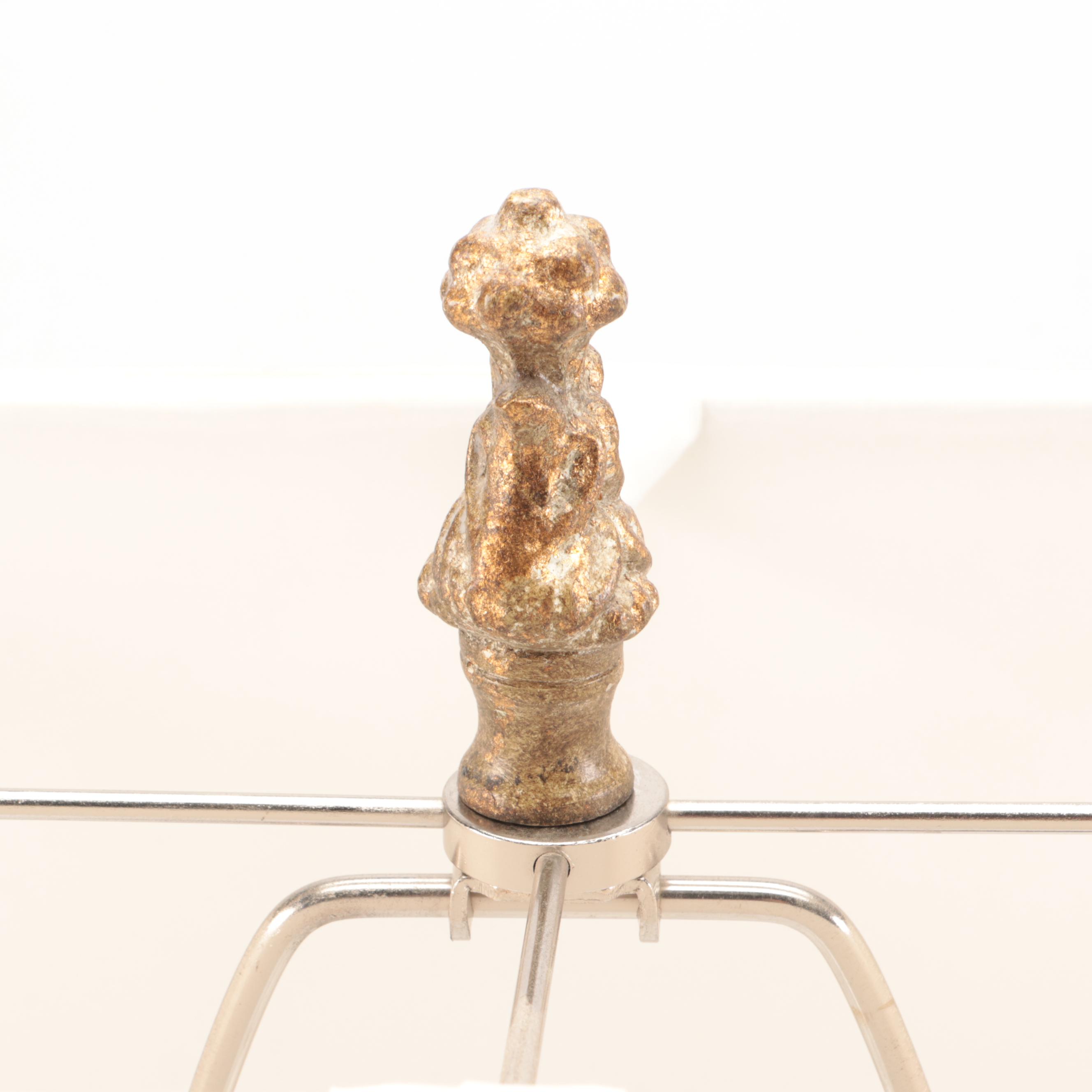 Neoclassical Corinthian Column Form Faux Stone Lamp on Glass Base