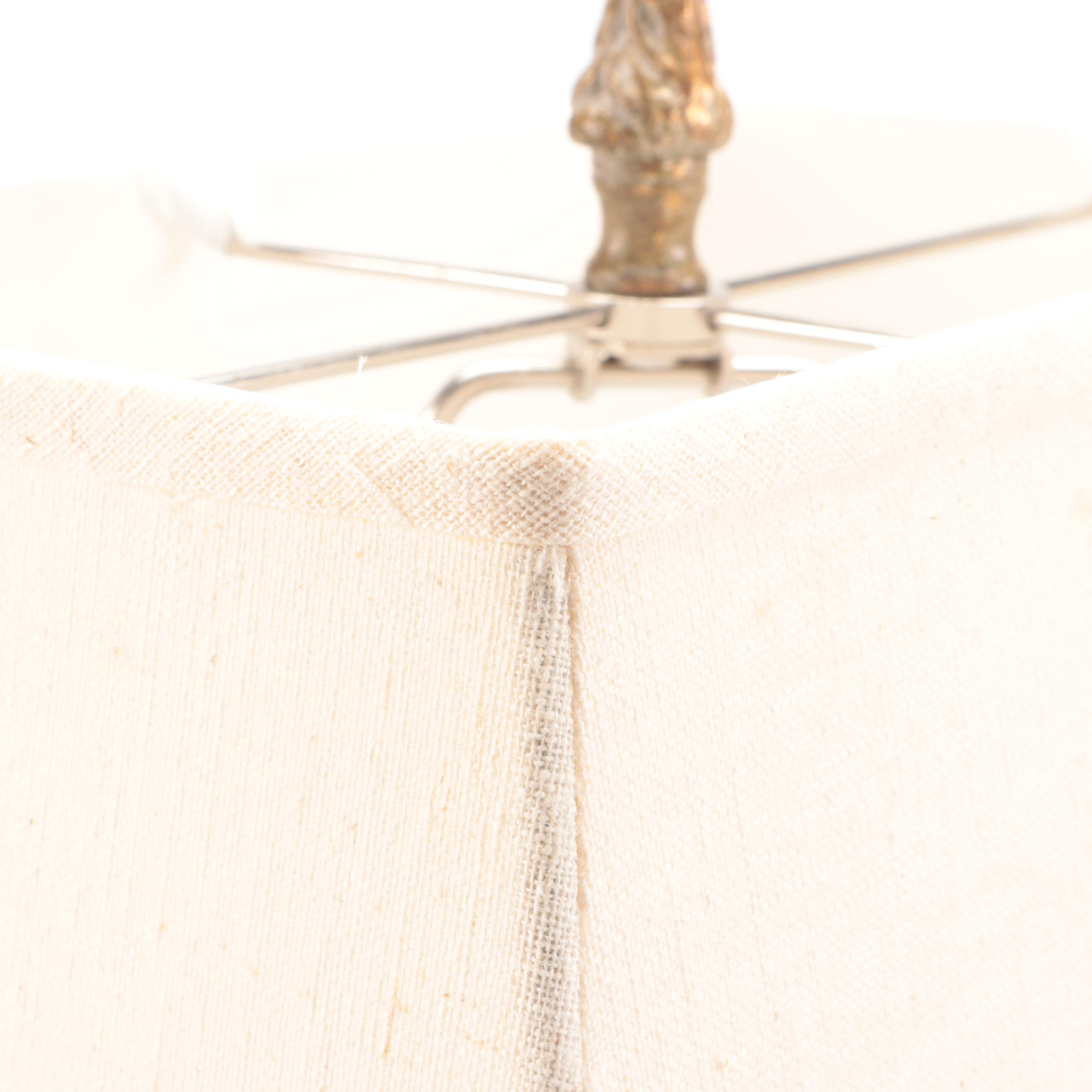 Neoclassical Corinthian Column Form Faux Stone Lamp on Glass Base