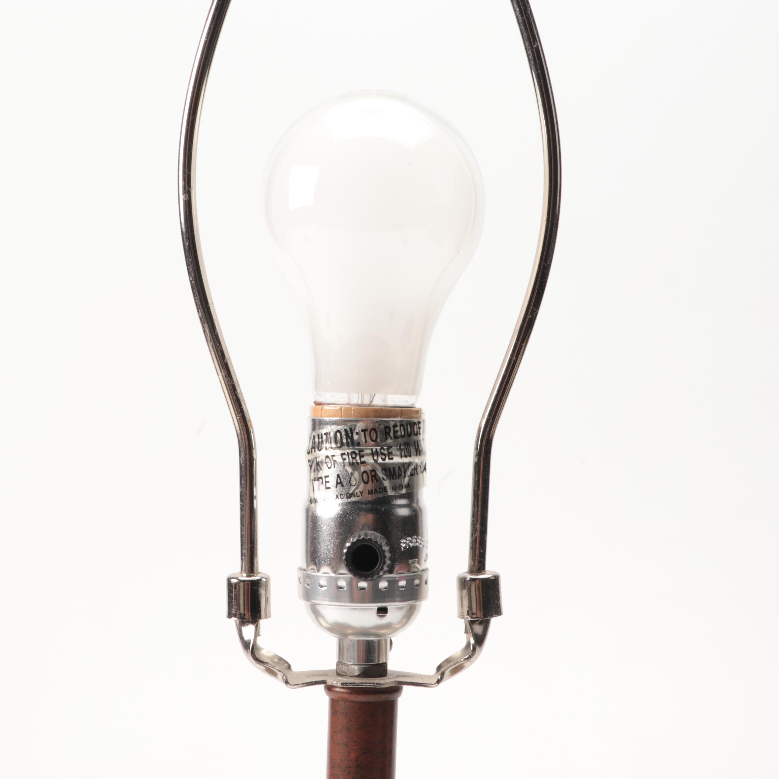 Neoclassical Corinthian Column Form Faux Stone Lamp on Glass Base