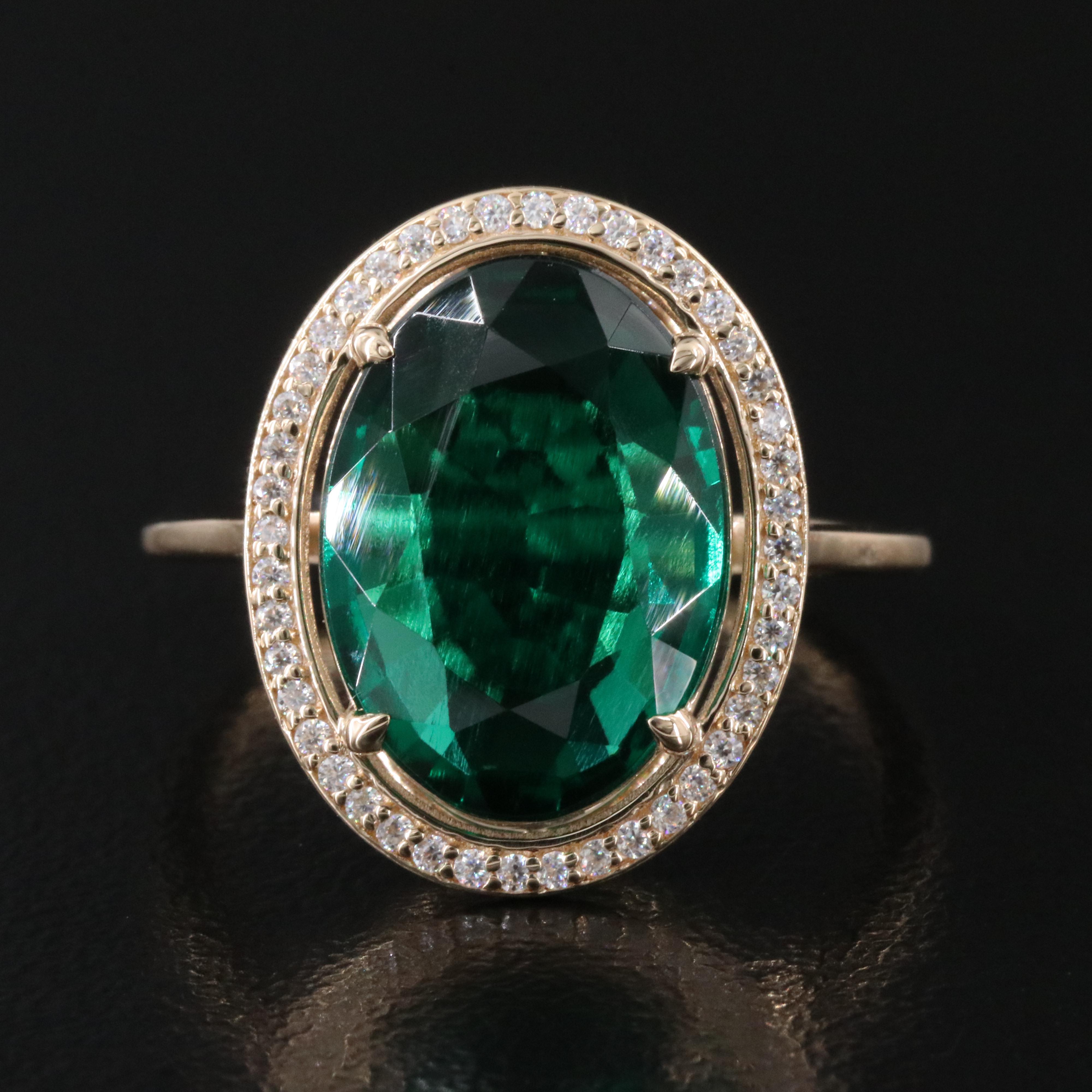 14K Emerald and Moissanite Ring with IGI Jewelry Report