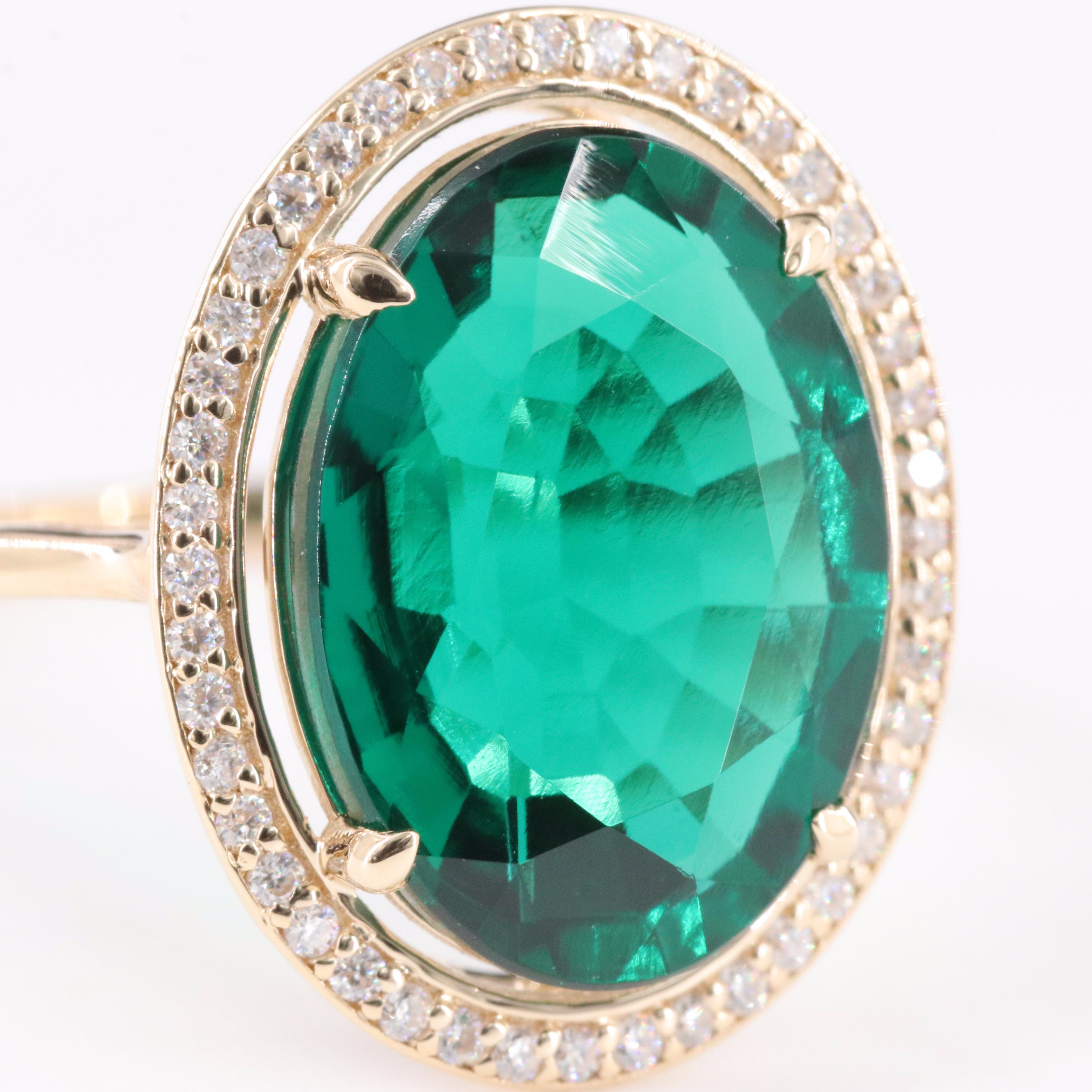 14K Emerald and Moissanite Ring with IGI Jewelry Report