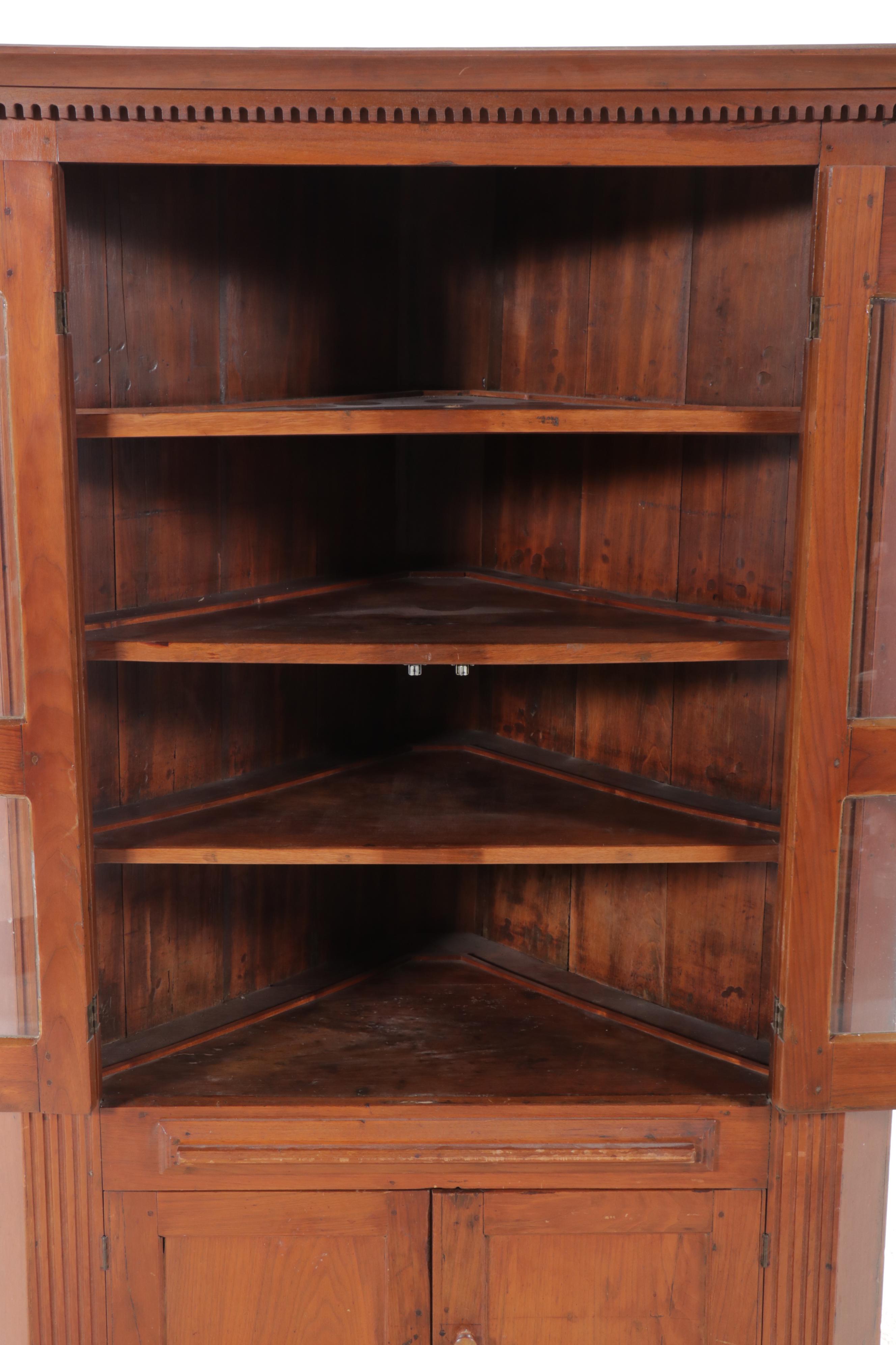 Traditional Style Walnut Corner Cabinet
