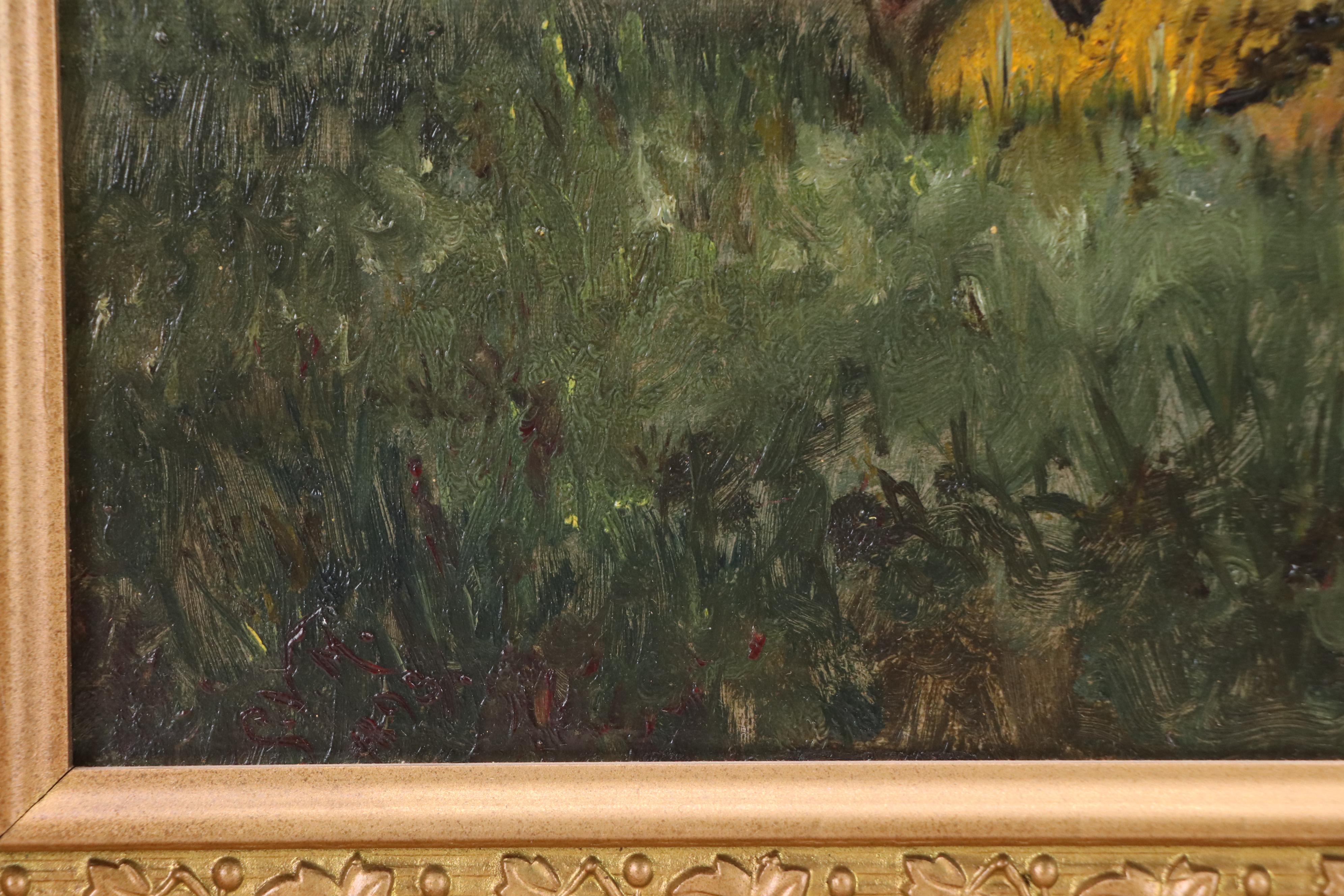 American School Farm Landscape Oil Painting, 1893