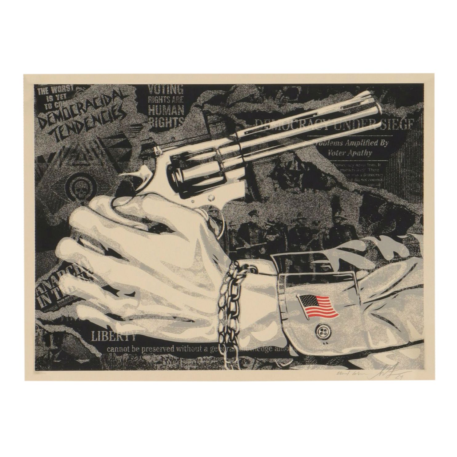 Signed Shepard Fairey "Democracidal Tendencies" Lithograph, 2024