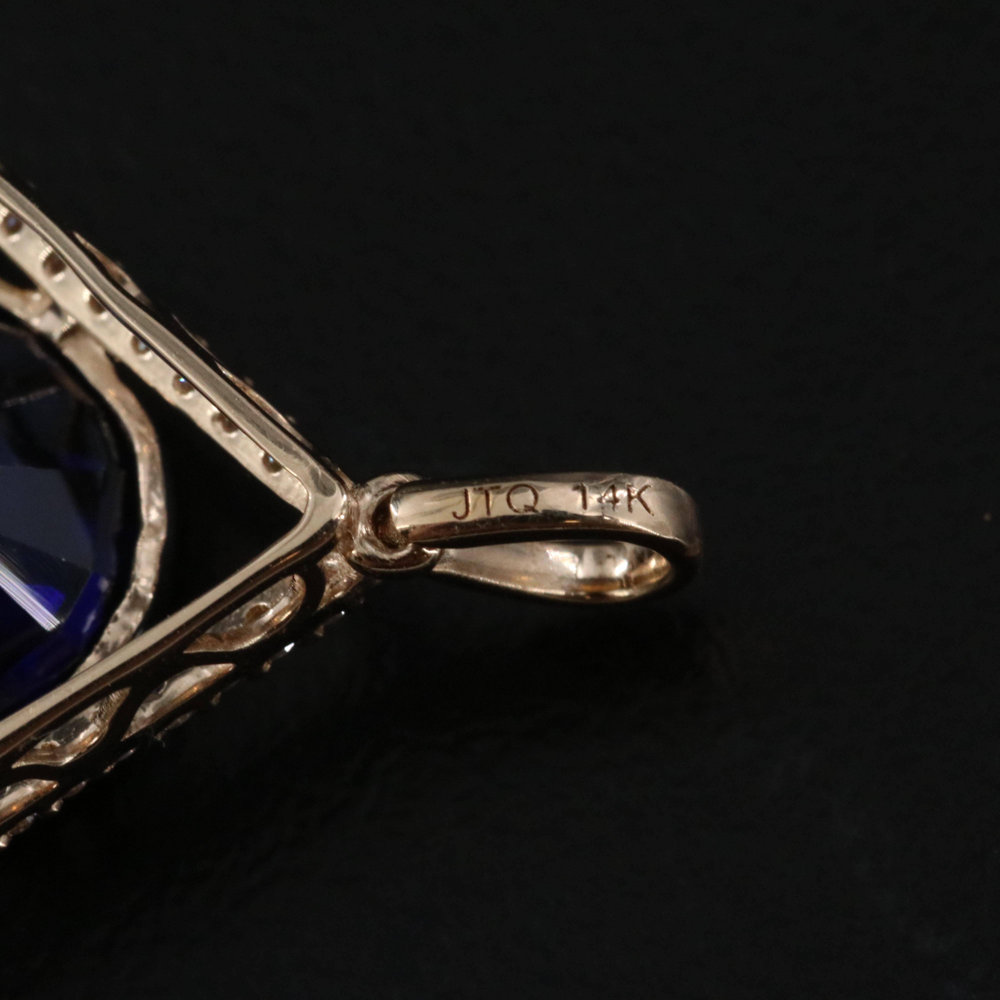 14K Sapphire and Moissanite Pendant with IGI Jewelry Report