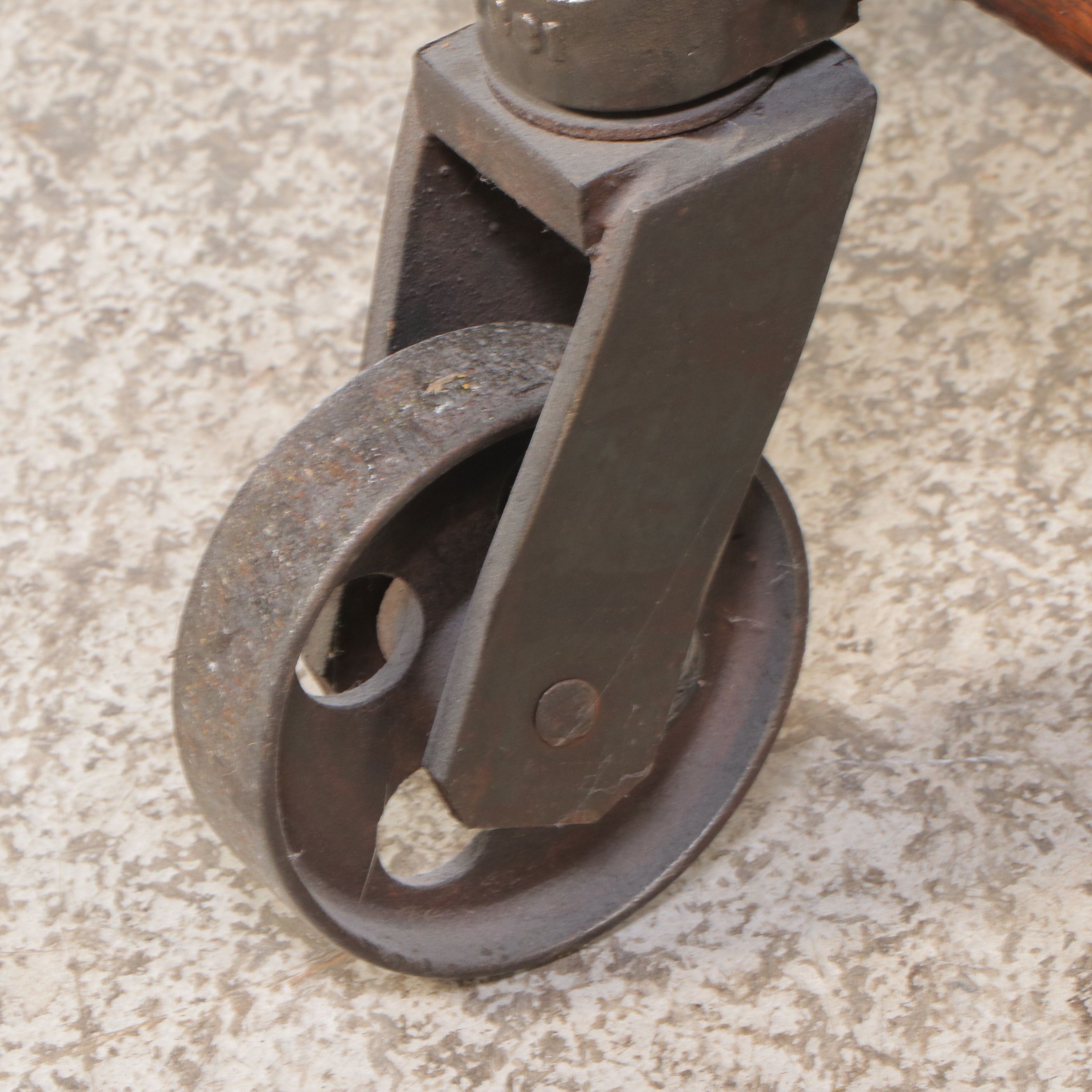 Antique Wooden and Cast Iron Industrial Cart