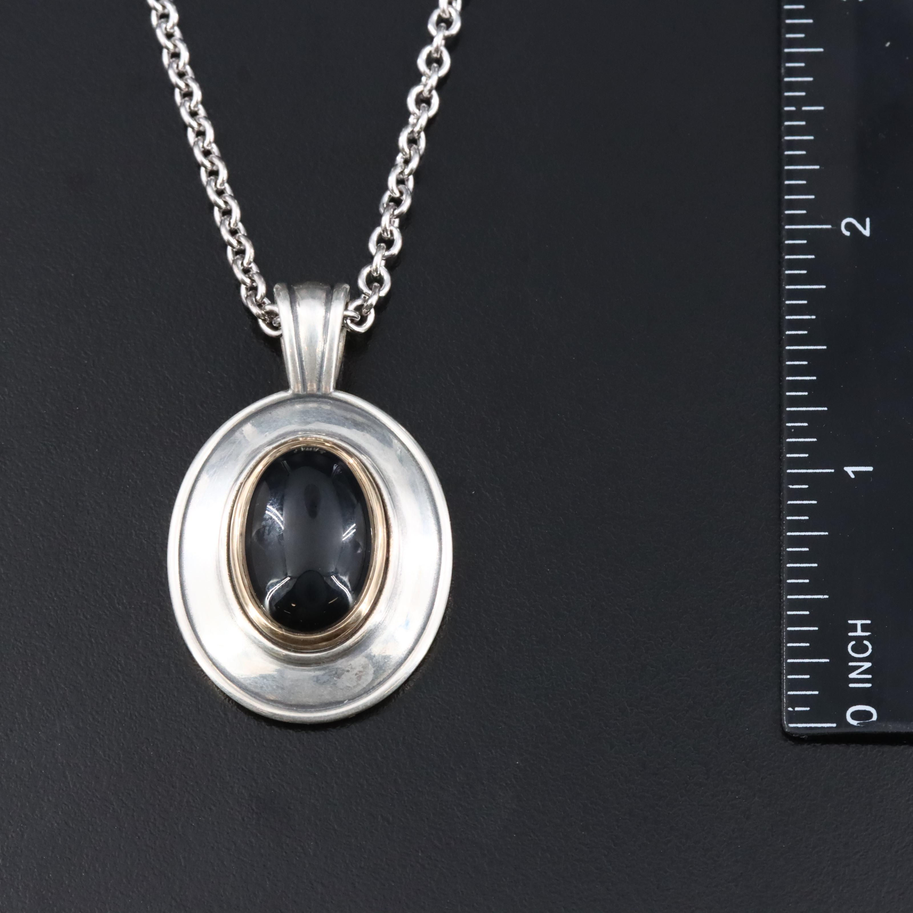 James Avery Sterling Pendant Necklace and Earrings Set with Onyx and 14K Accents