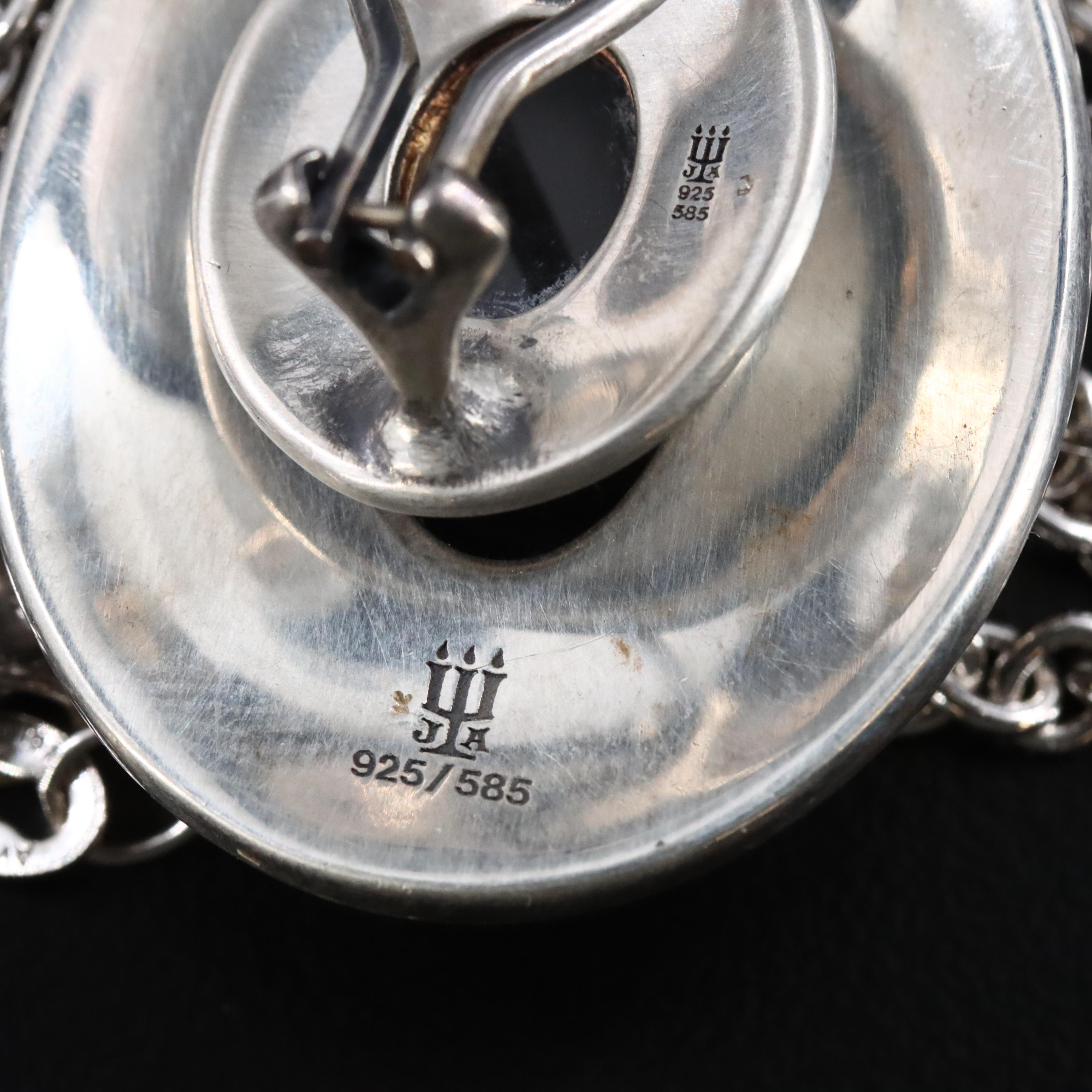 James Avery Sterling Pendant Necklace and Earrings Set with Onyx and 14K Accents