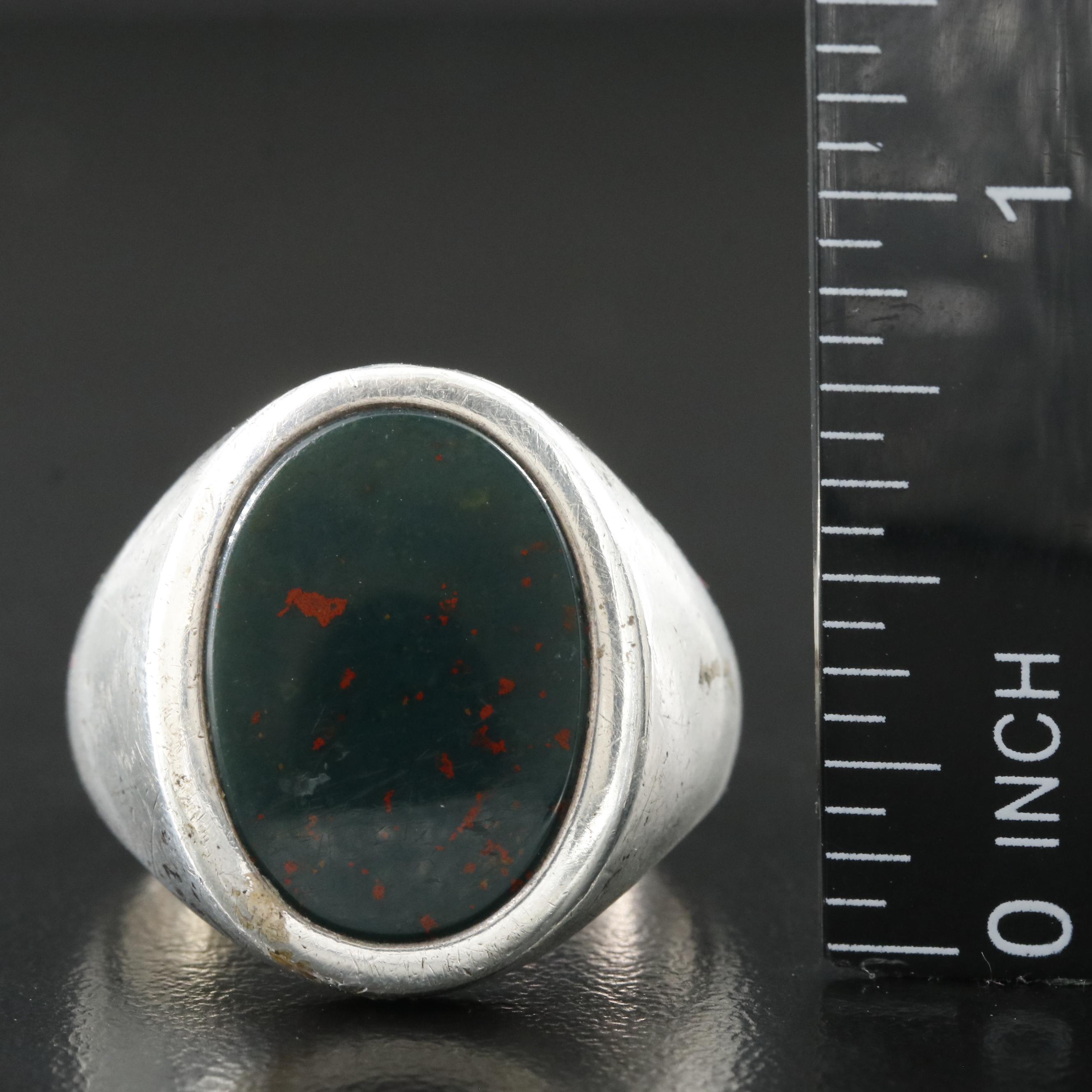 Sterling Bloodstone Signet Ring