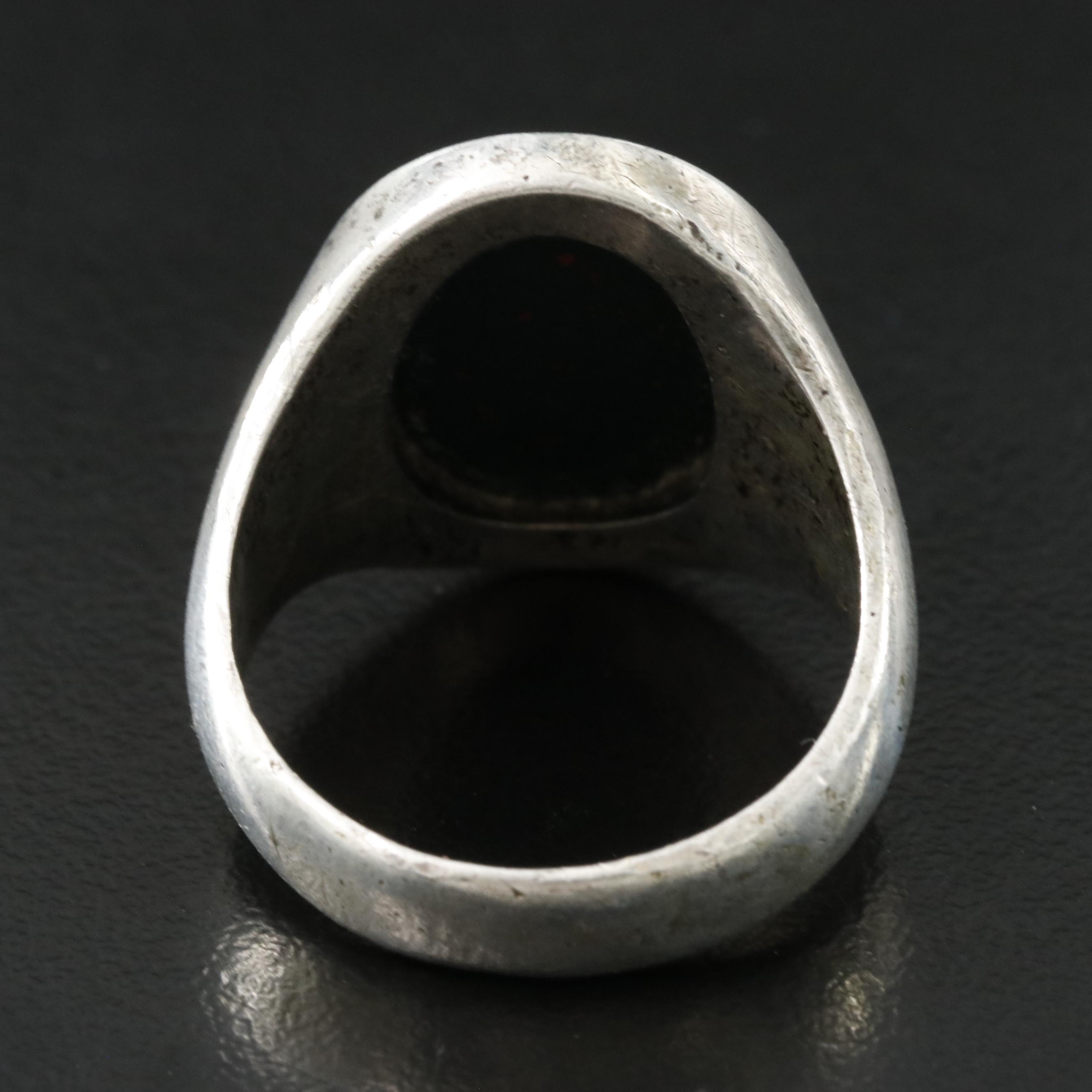 Sterling Bloodstone Signet Ring