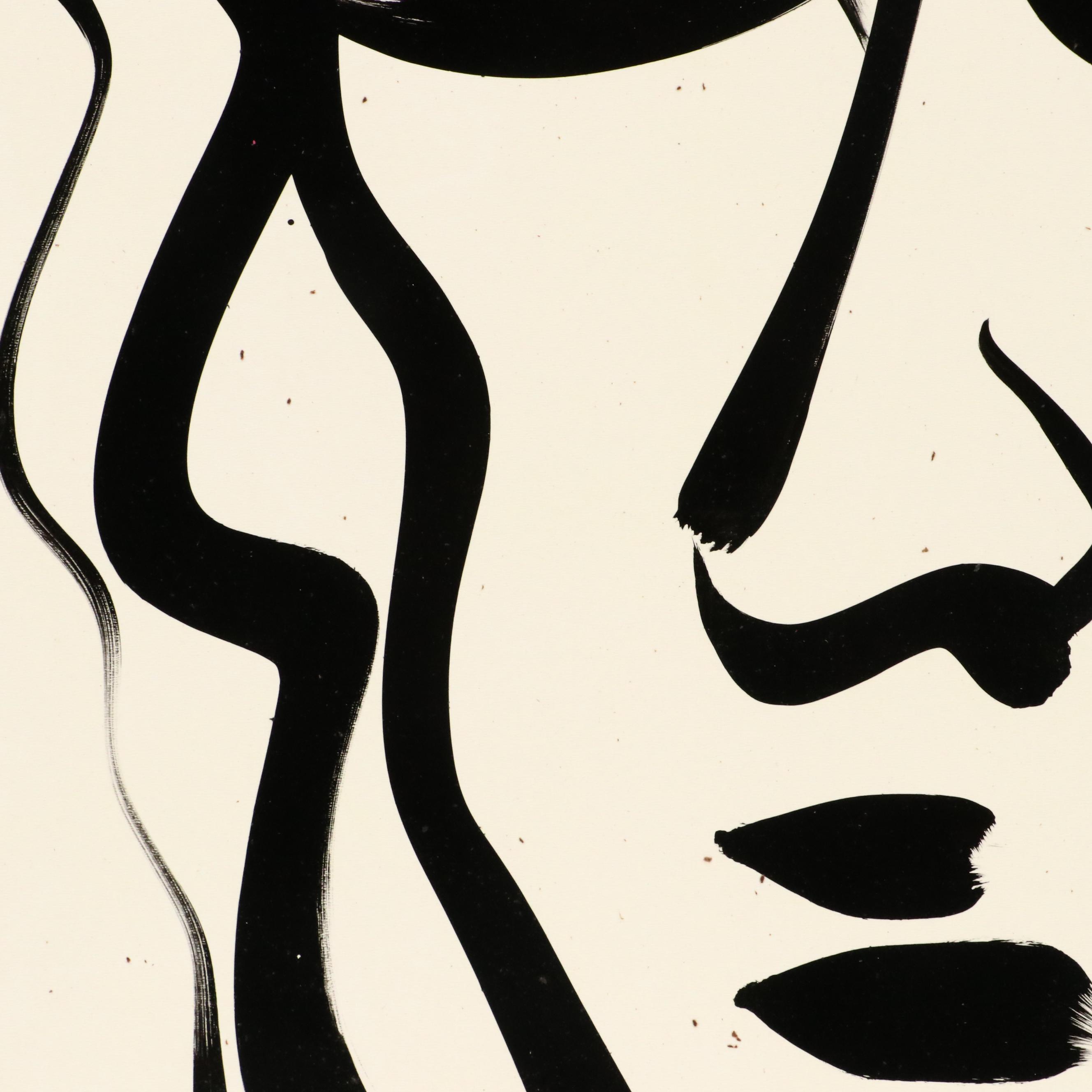 Peter Keil Abstract Acrylic Portrait Painting, Late 20th Century