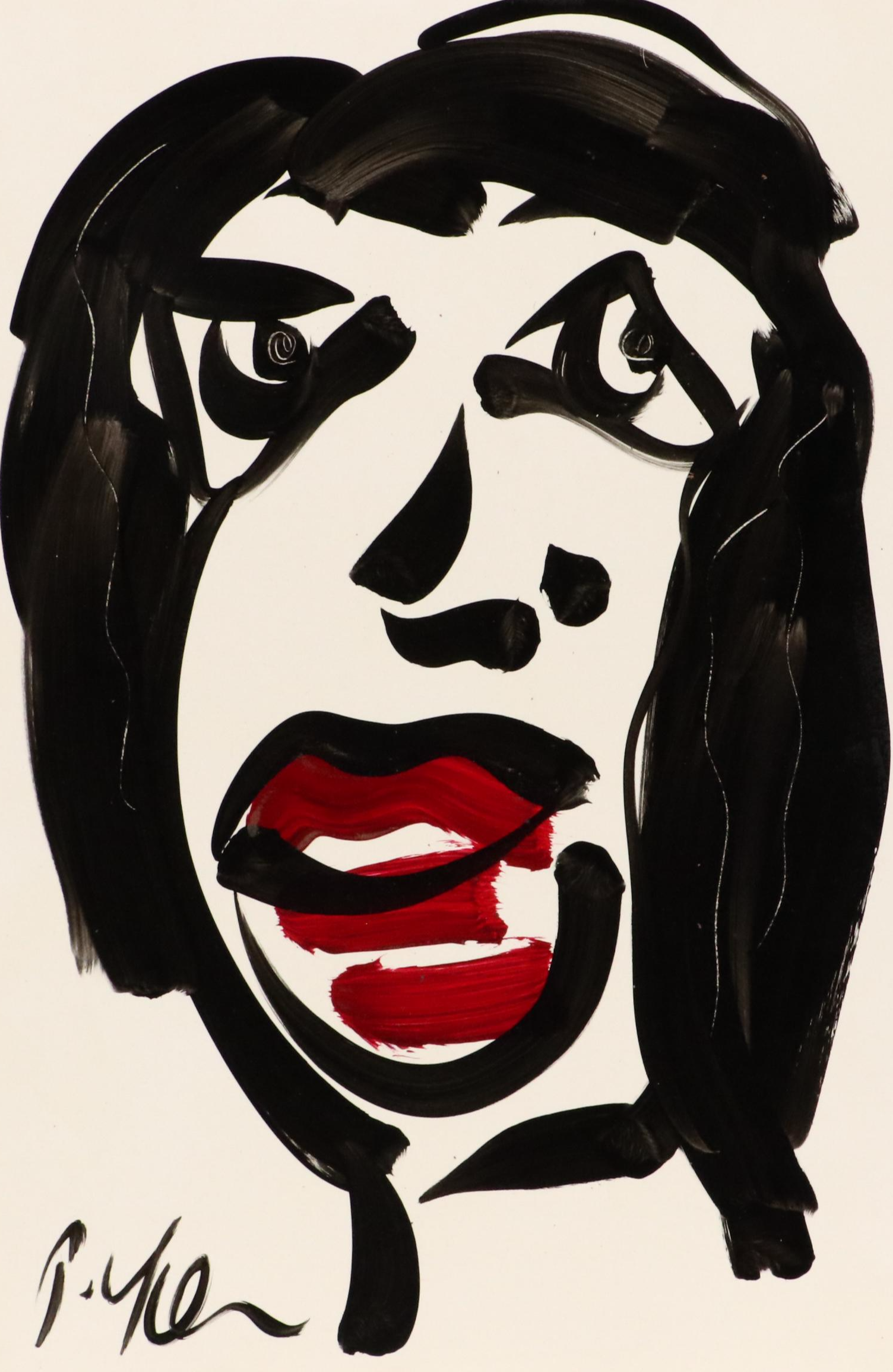 Peter Keil Abstract Acrylic Portrait Painting, Late 20th Century