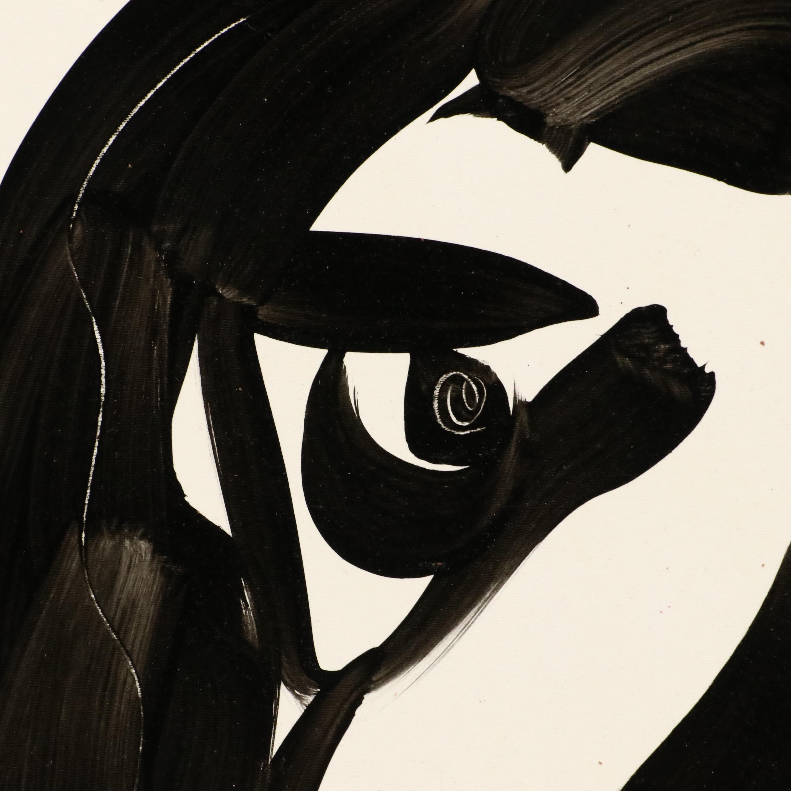 Peter Keil Abstract Acrylic Portrait Painting, Late 20th Century