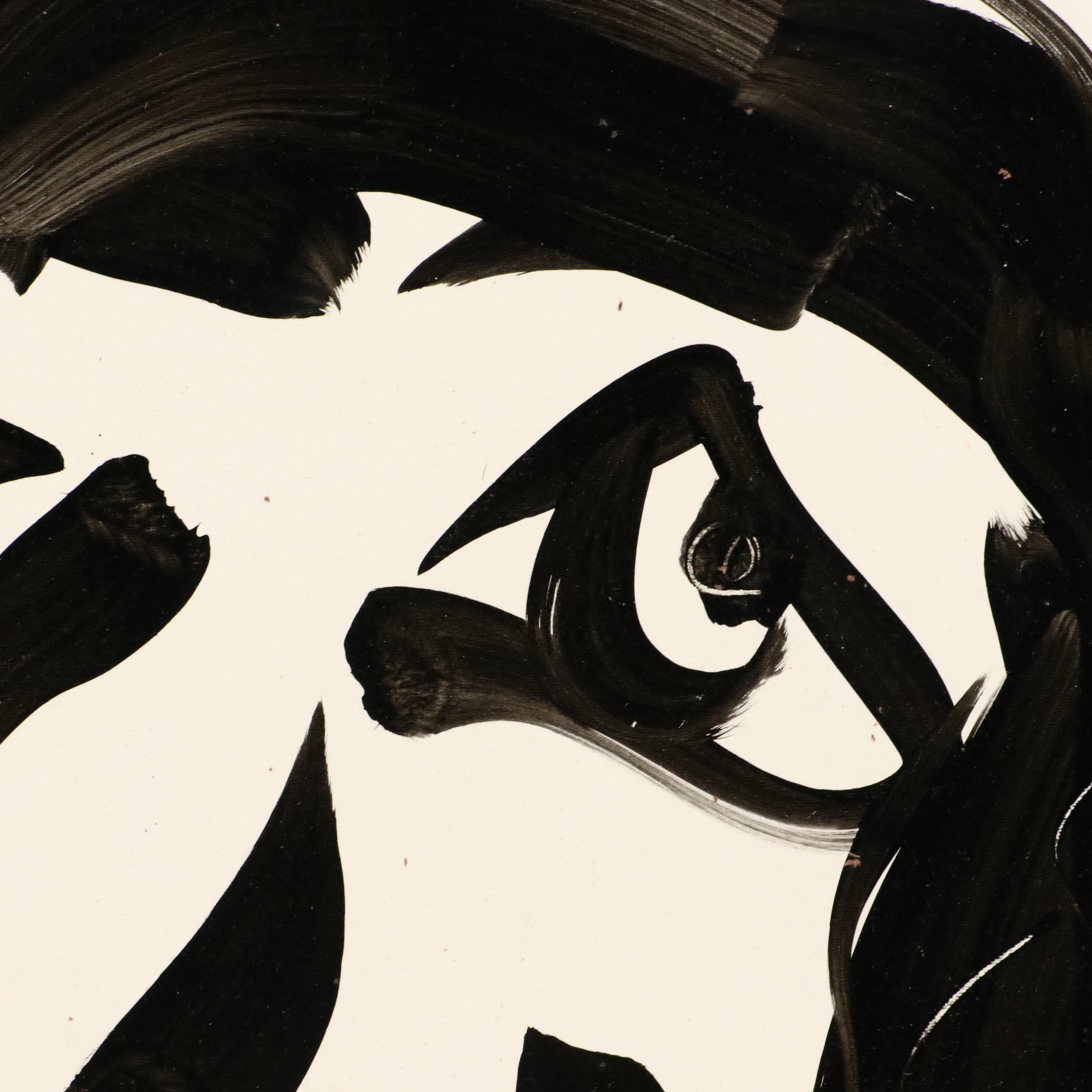 Peter Keil Abstract Acrylic Portrait Painting, Late 20th Century