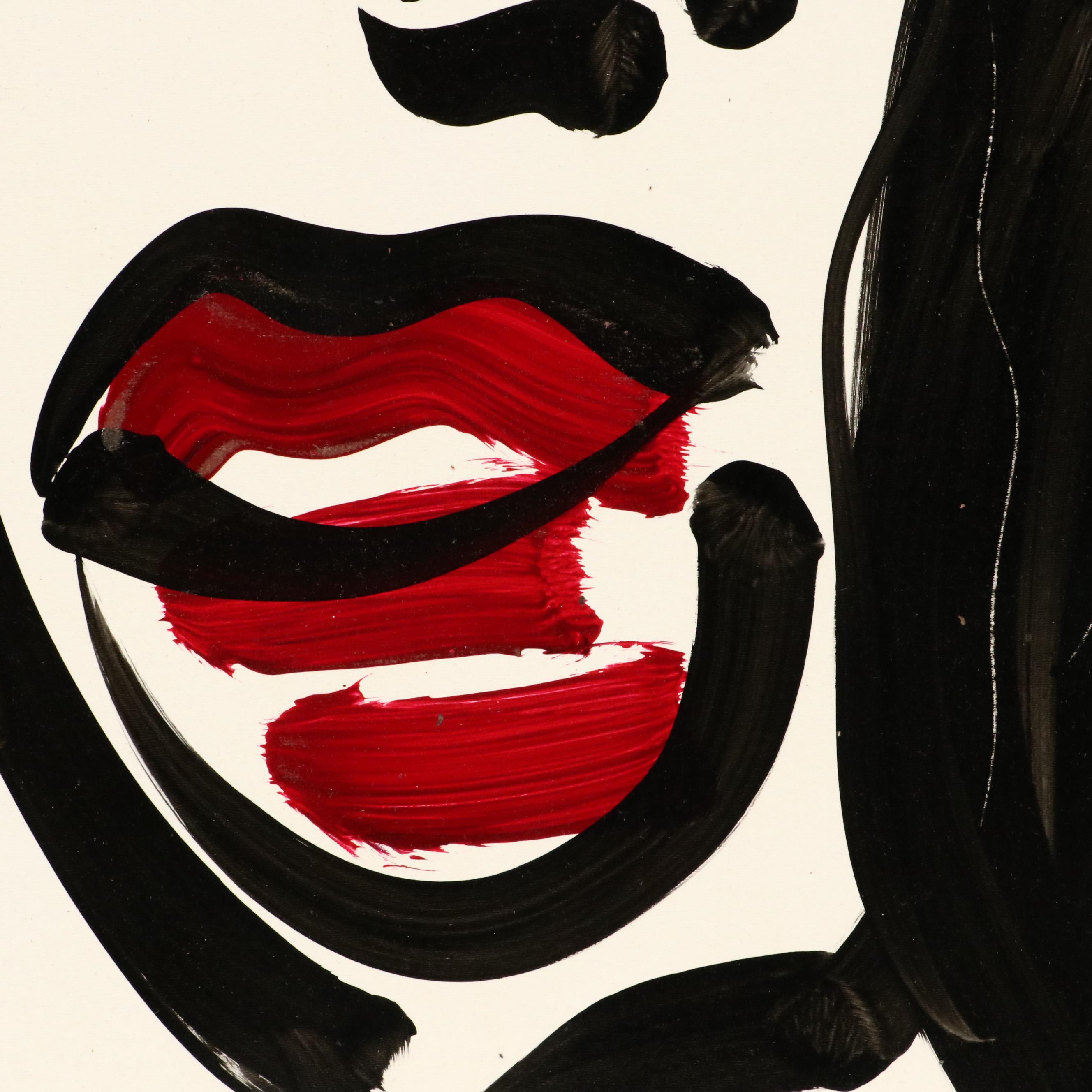 Peter Keil Abstract Acrylic Portrait Painting, Late 20th Century