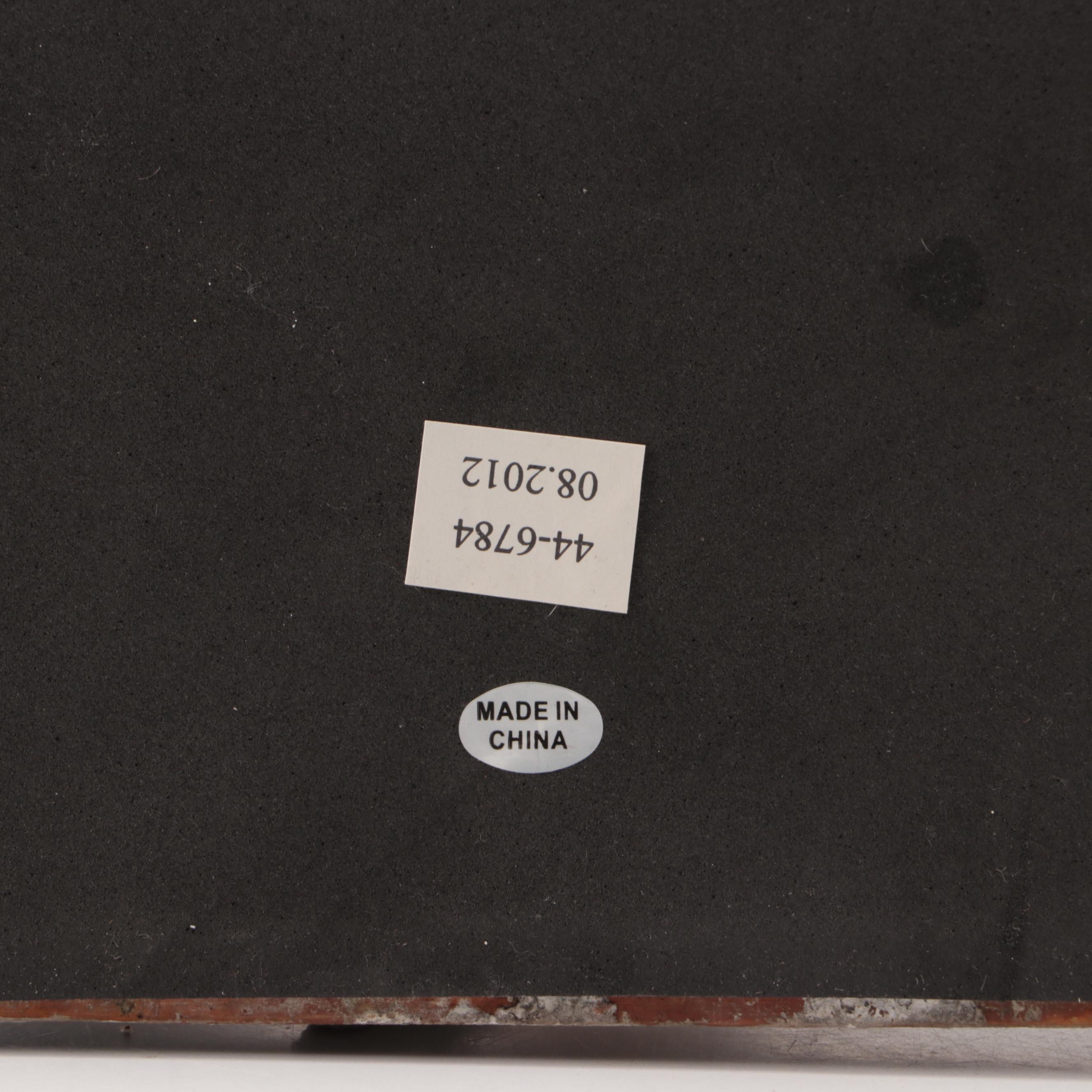 Metal Scrollwork and Leaves Table Lamp on Faux Stone Base, Linen Shade