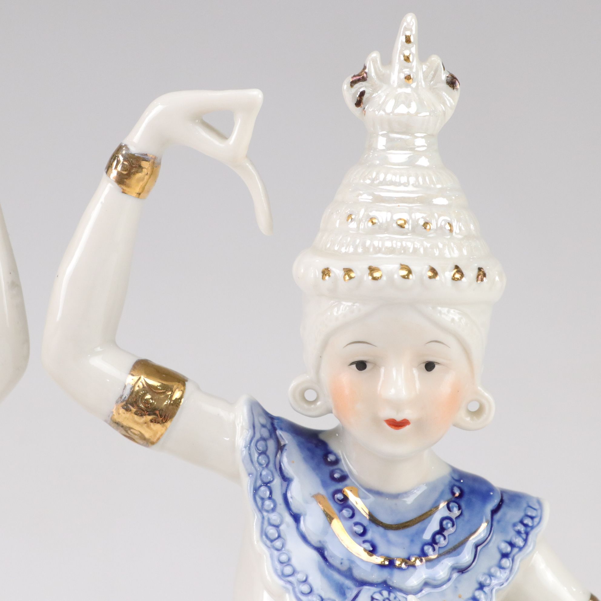 Hand-Painted Porcelain Thai Dancer Figurines