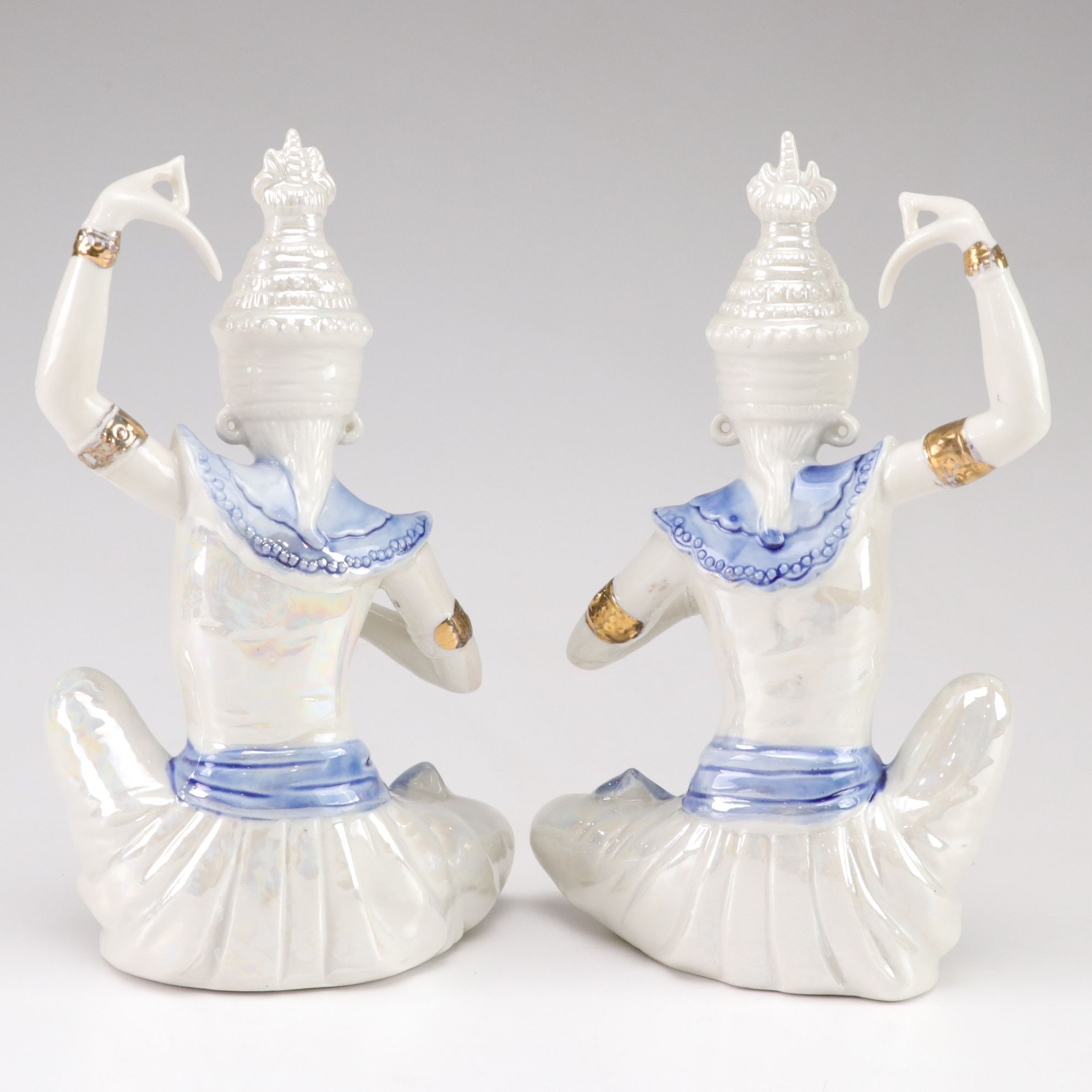 Hand-Painted Porcelain Thai Dancer Figurines