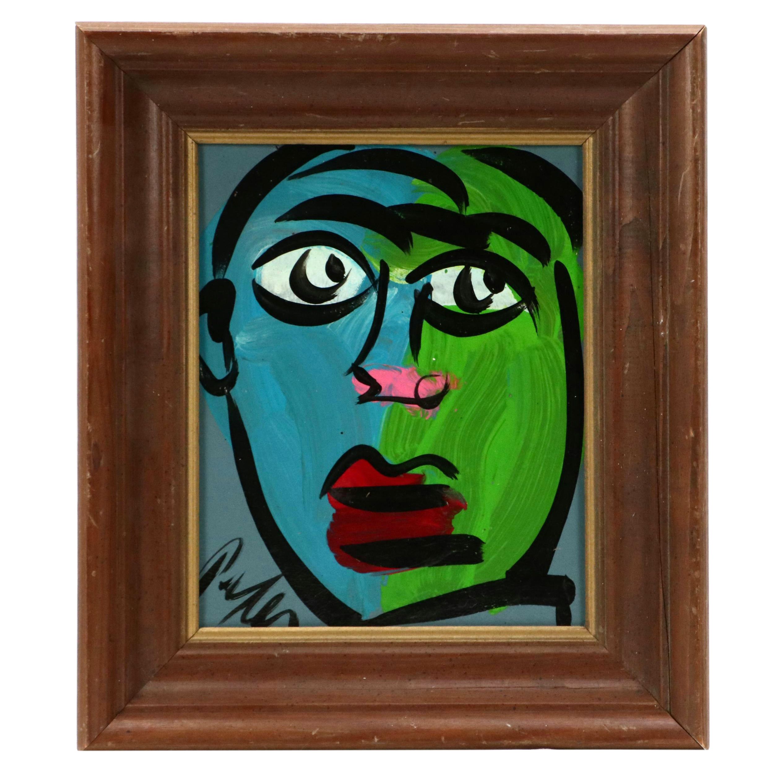 Peter Keil Acrylic Modern Portrait Painting, Late 20th Century