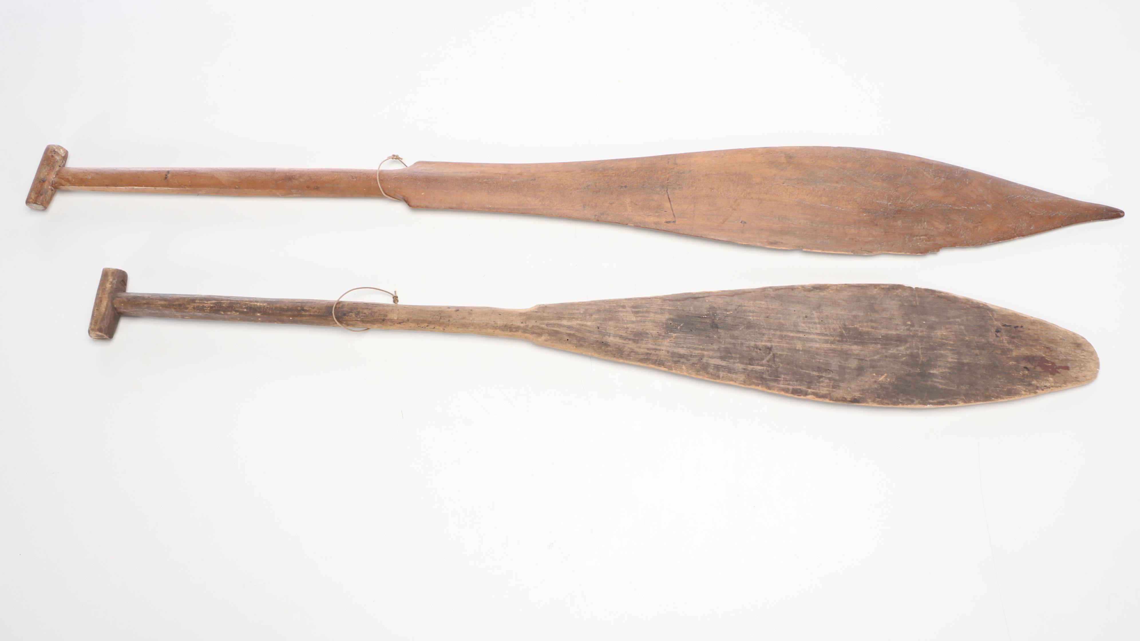 Two Indigenous Subarctic/Pacific Northwest Coast Wooden Oars