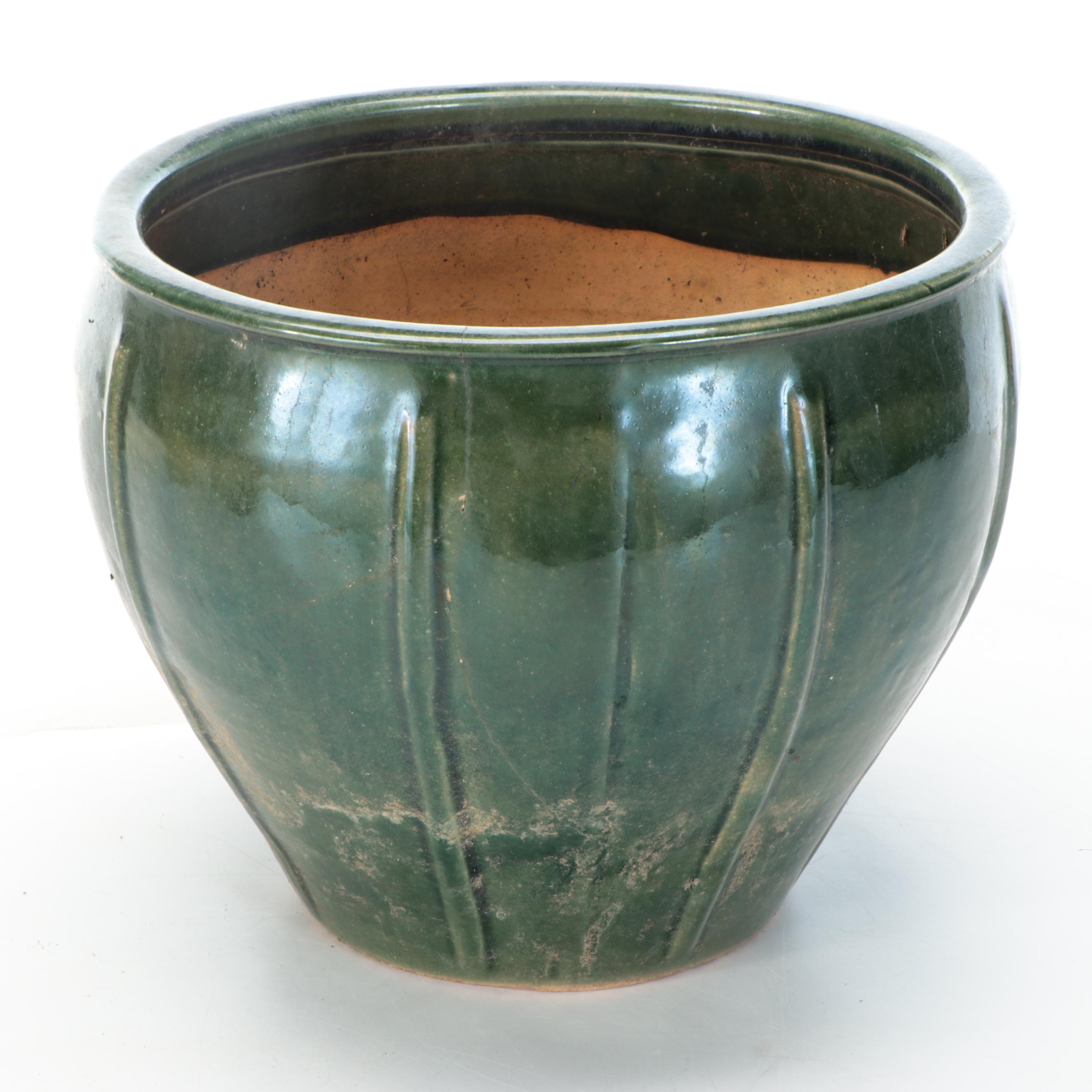 Blue, Green, and Yellow Glaze Ceramic Planters