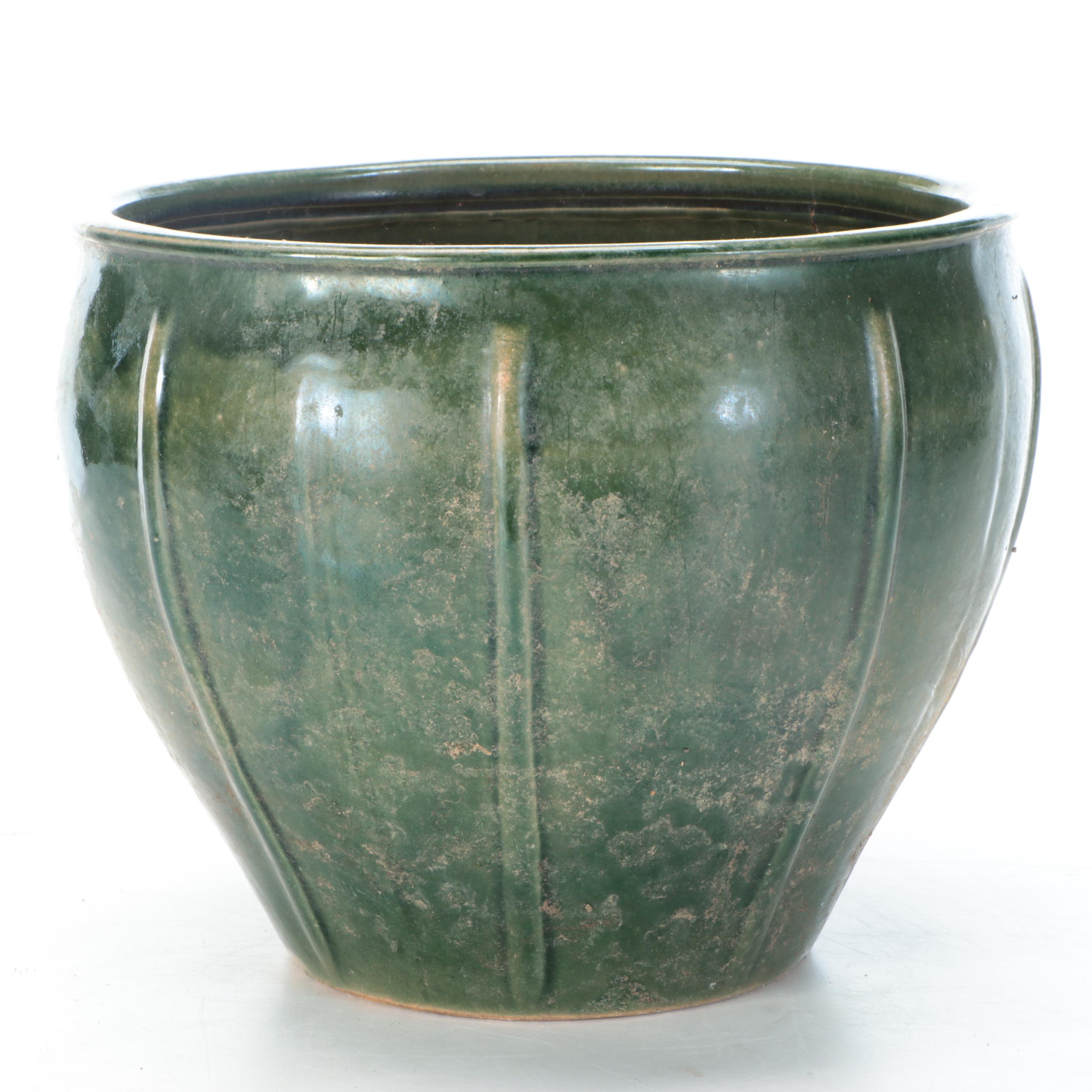 Blue, Green, and Yellow Glaze Ceramic Planters