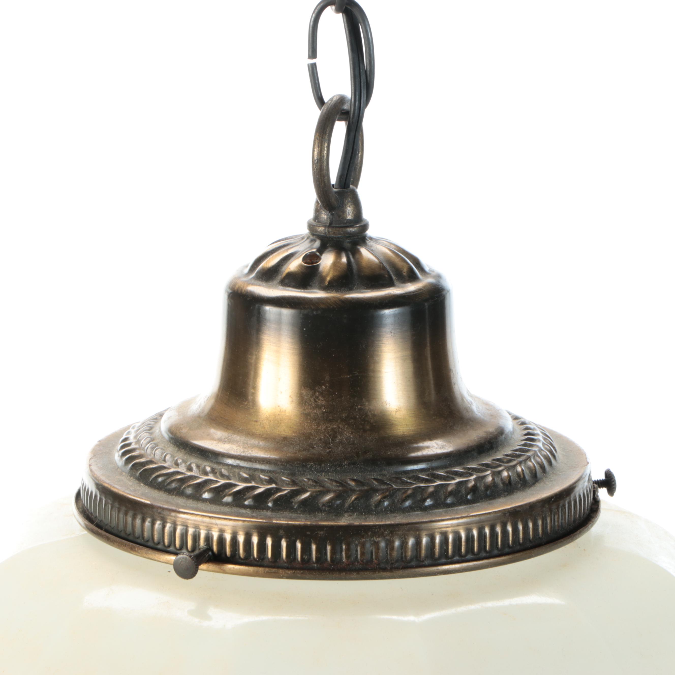 Art Deco Style Milk Glass Pendant Fixture