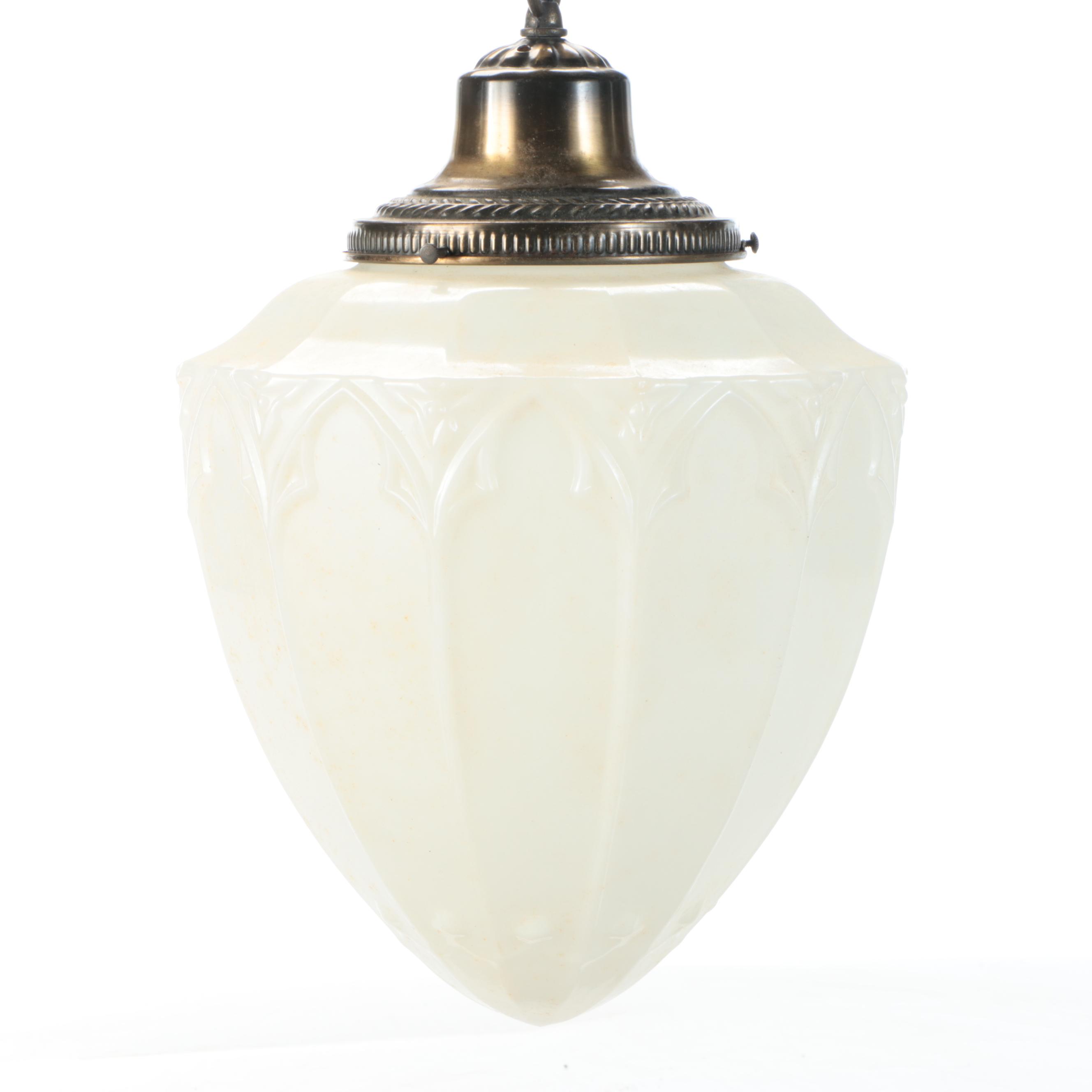 Art Deco Style Milk Glass Pendant Fixture