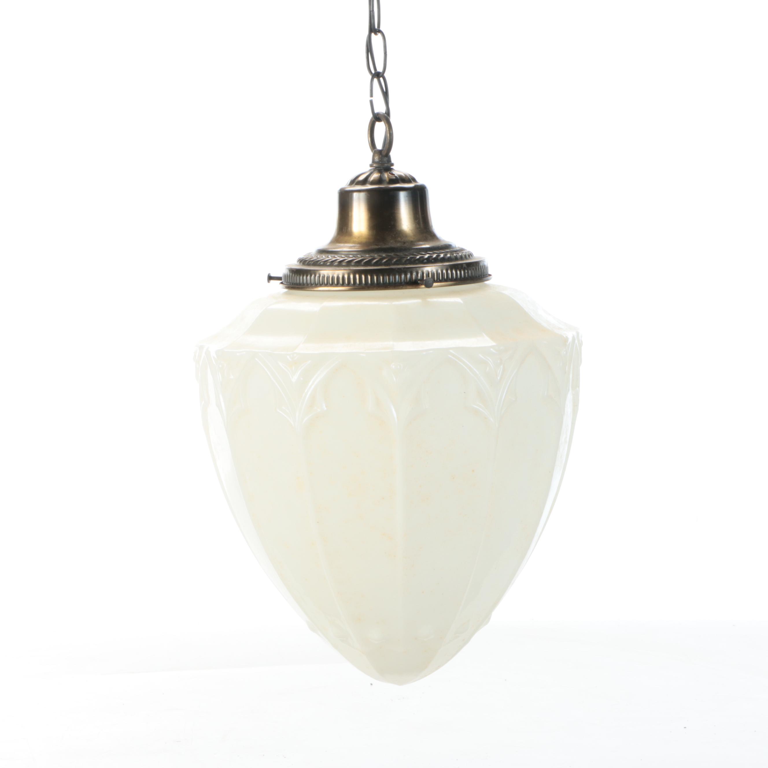 Art Deco Style Milk Glass Pendant Fixture