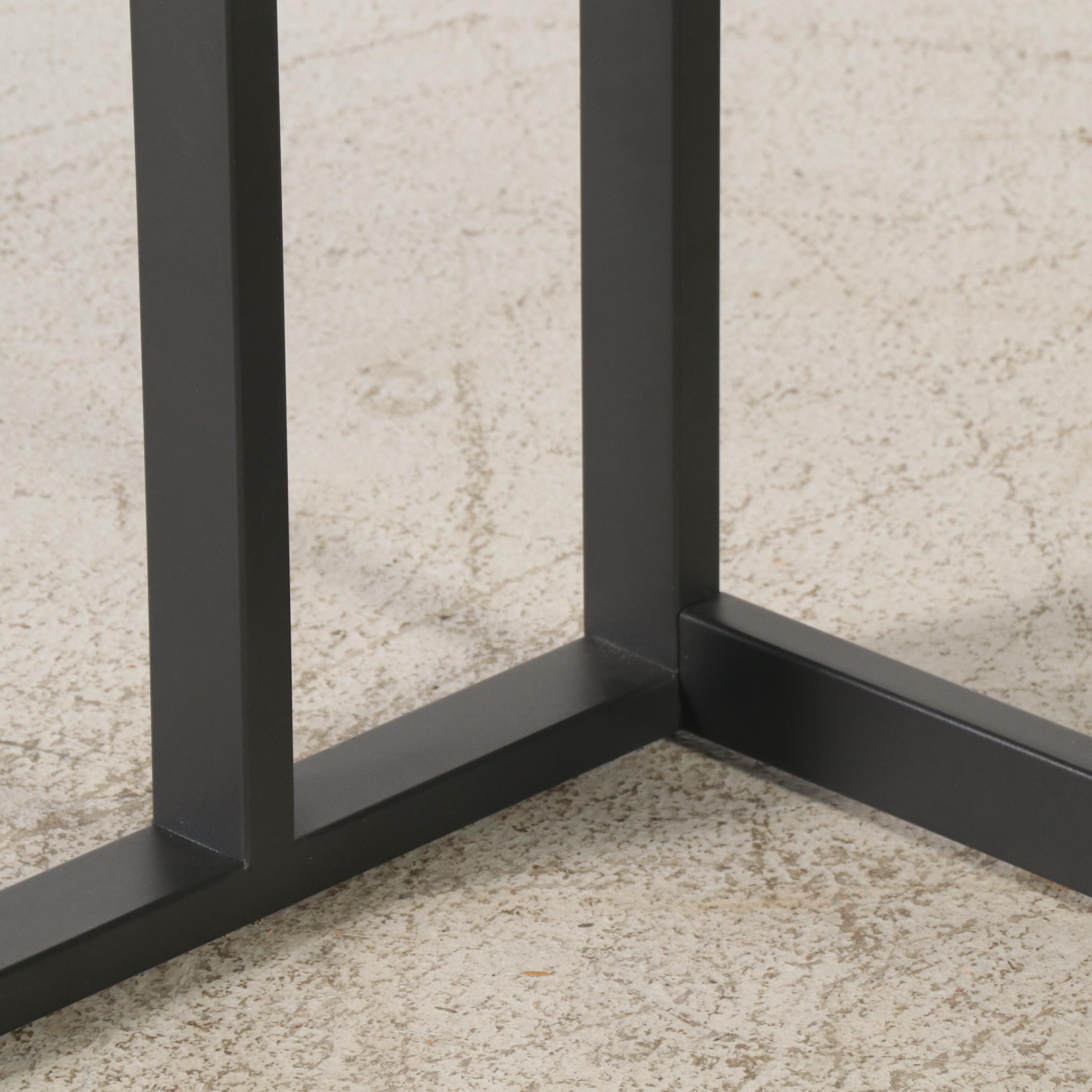 Contemporary Modern Metal Frame Desk with Glass Top