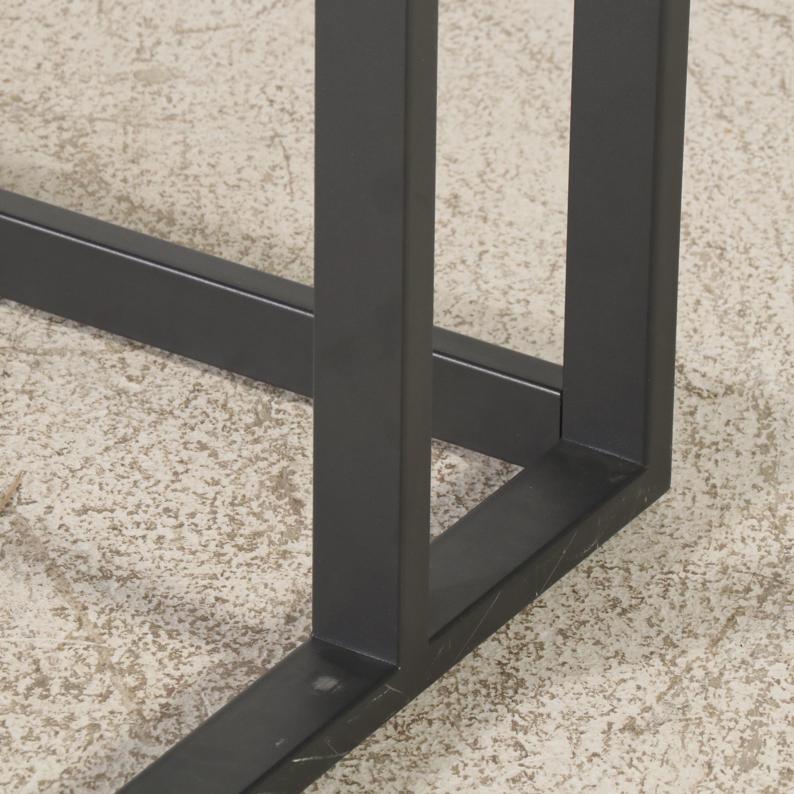 Contemporary Modern Metal Frame Desk with Glass Top