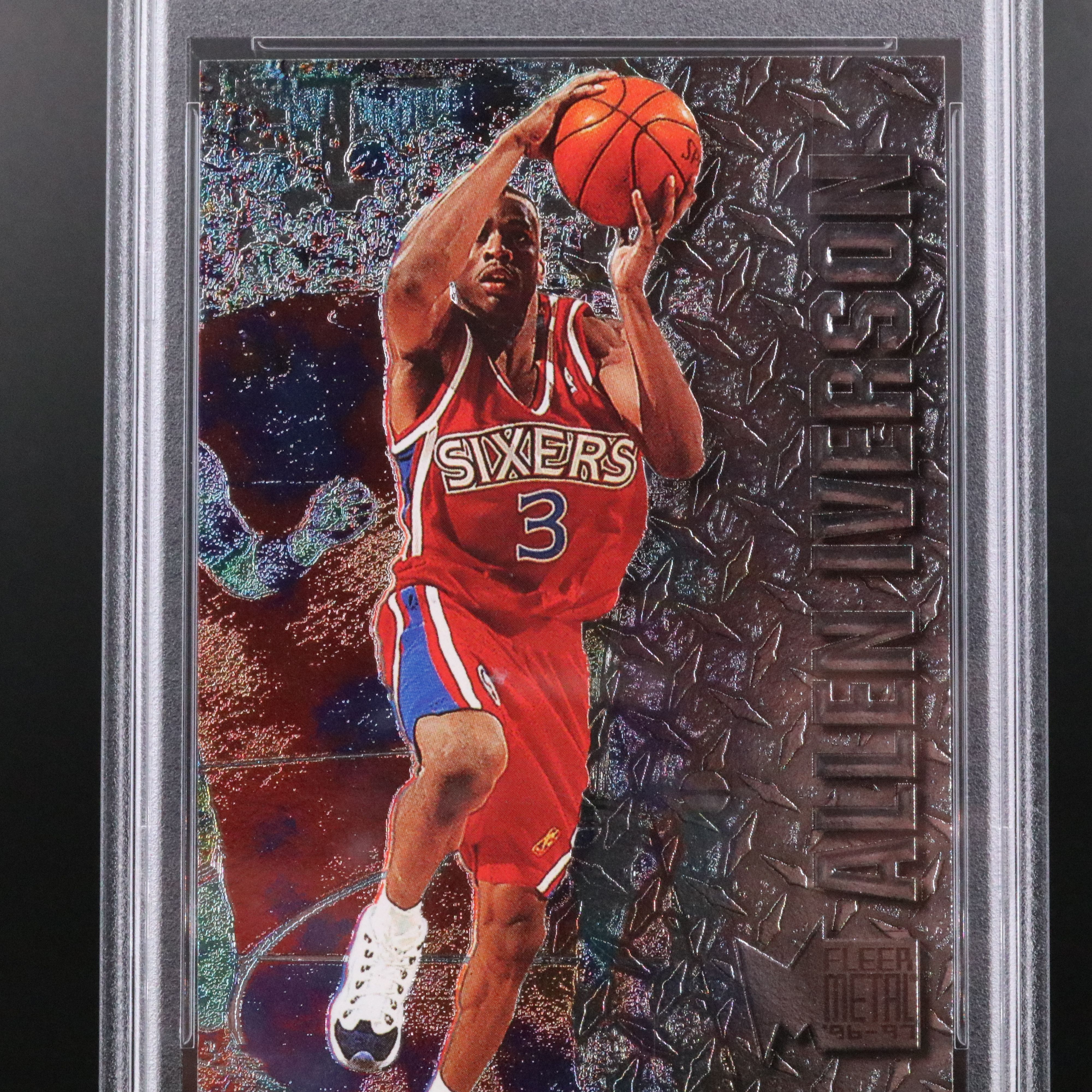 1996 Fleer Metal Allen Iverson Philadelphia 76ers Rookie Card Graded PSA 9