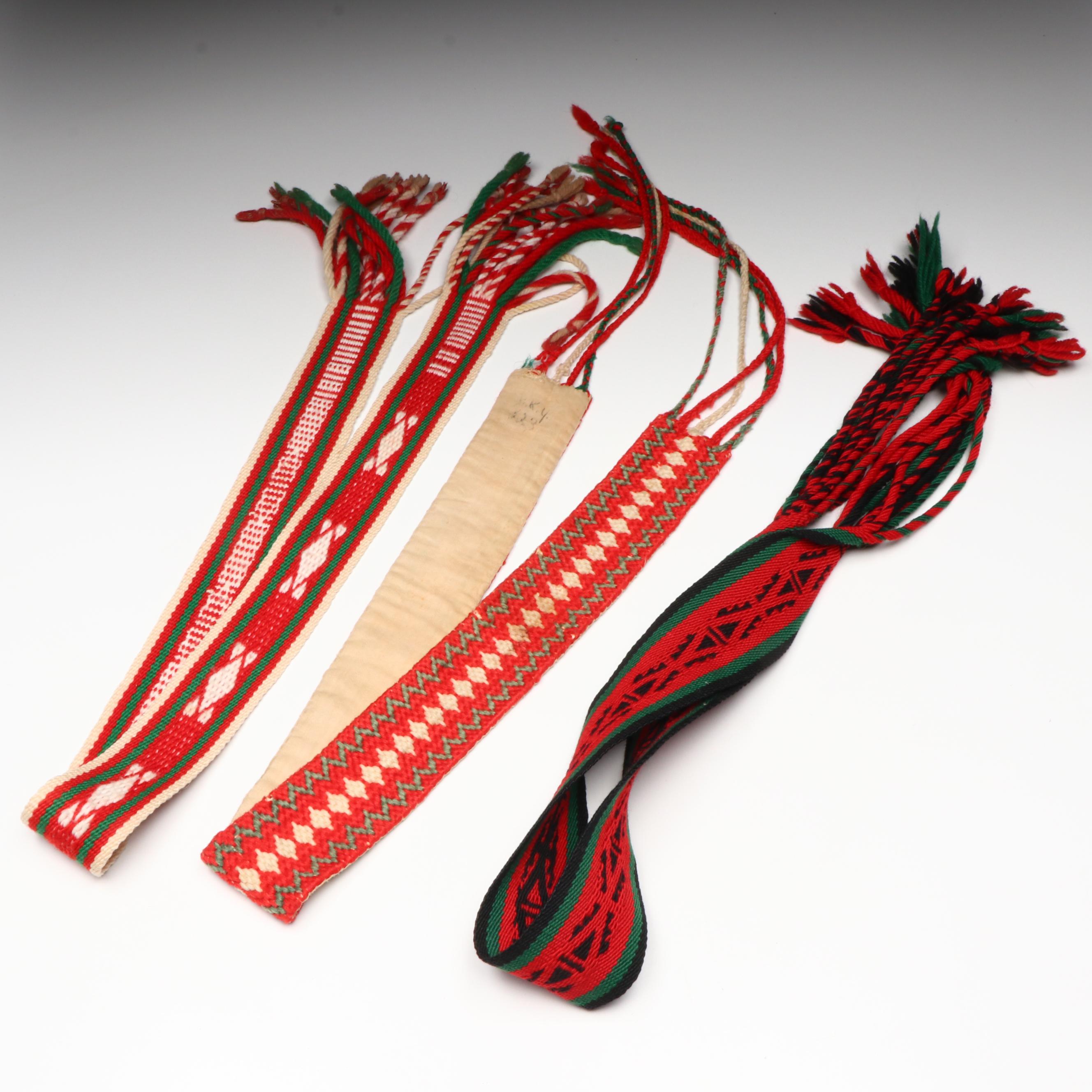 Three Indigenous Southwest Pueblo Cotton and Wool Sashes