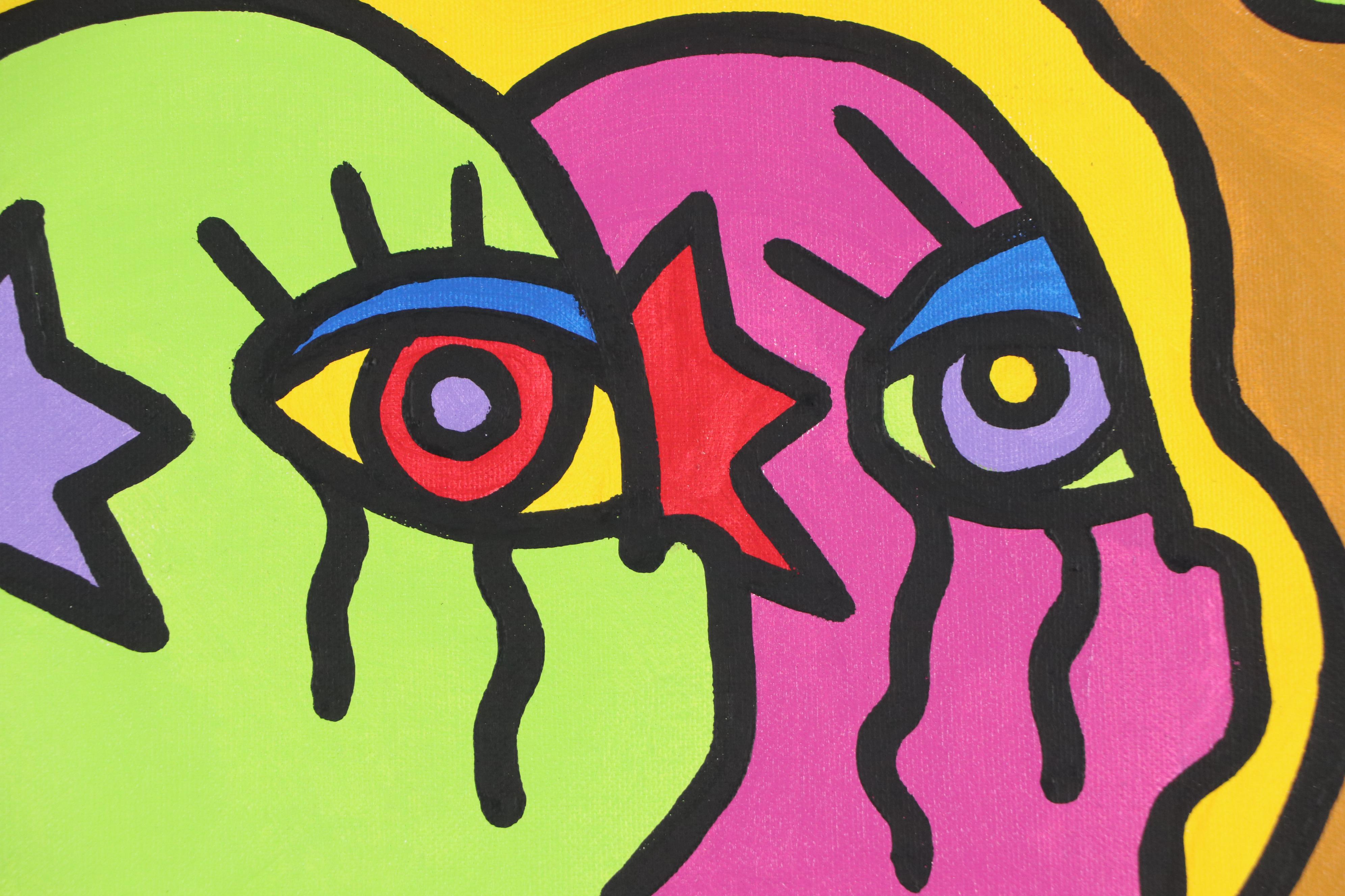 Billy the Artist Acrylic Painting "Siblings", 2000, and Book