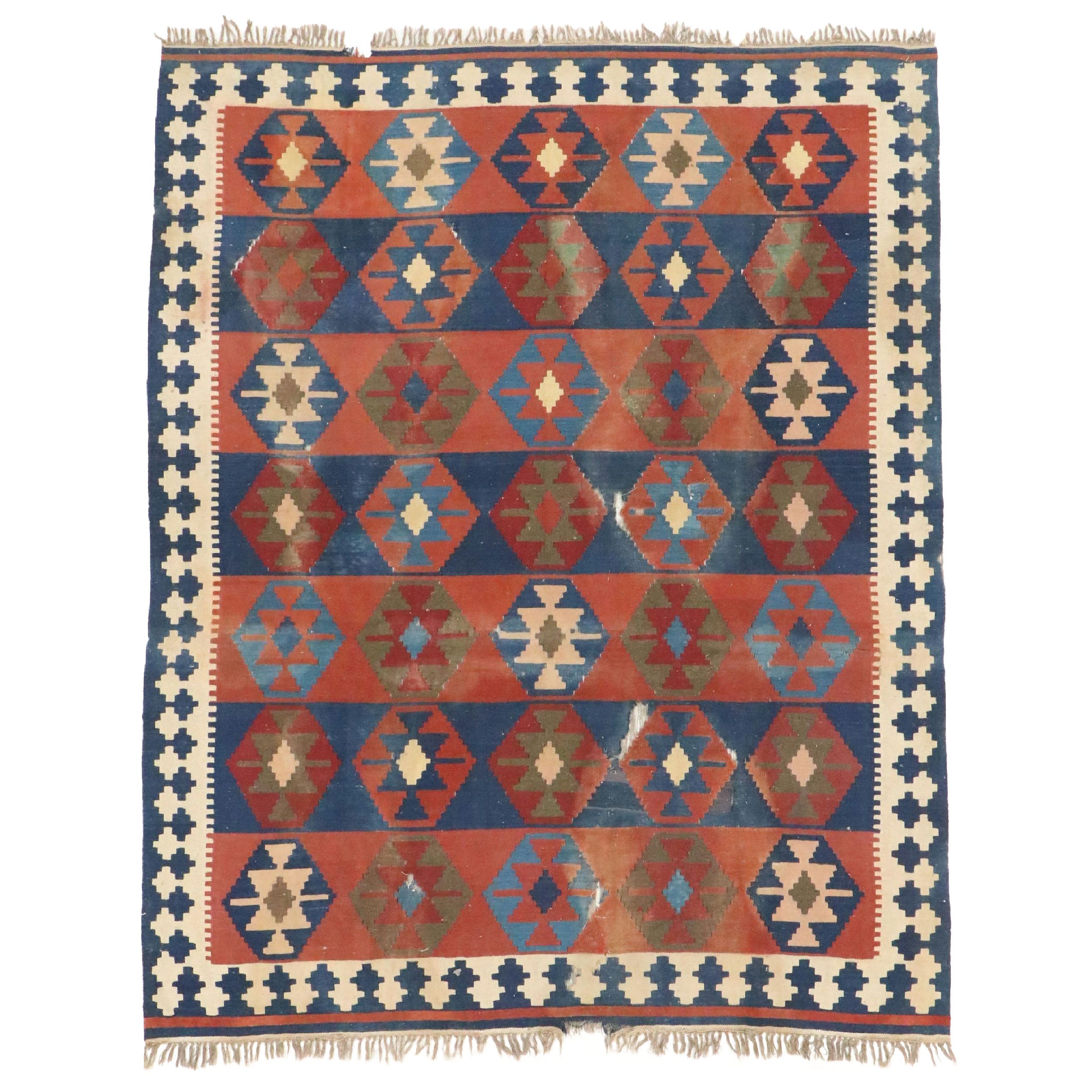 6'7 x 8'9 Handwoven Turkish Kilim Area Rug