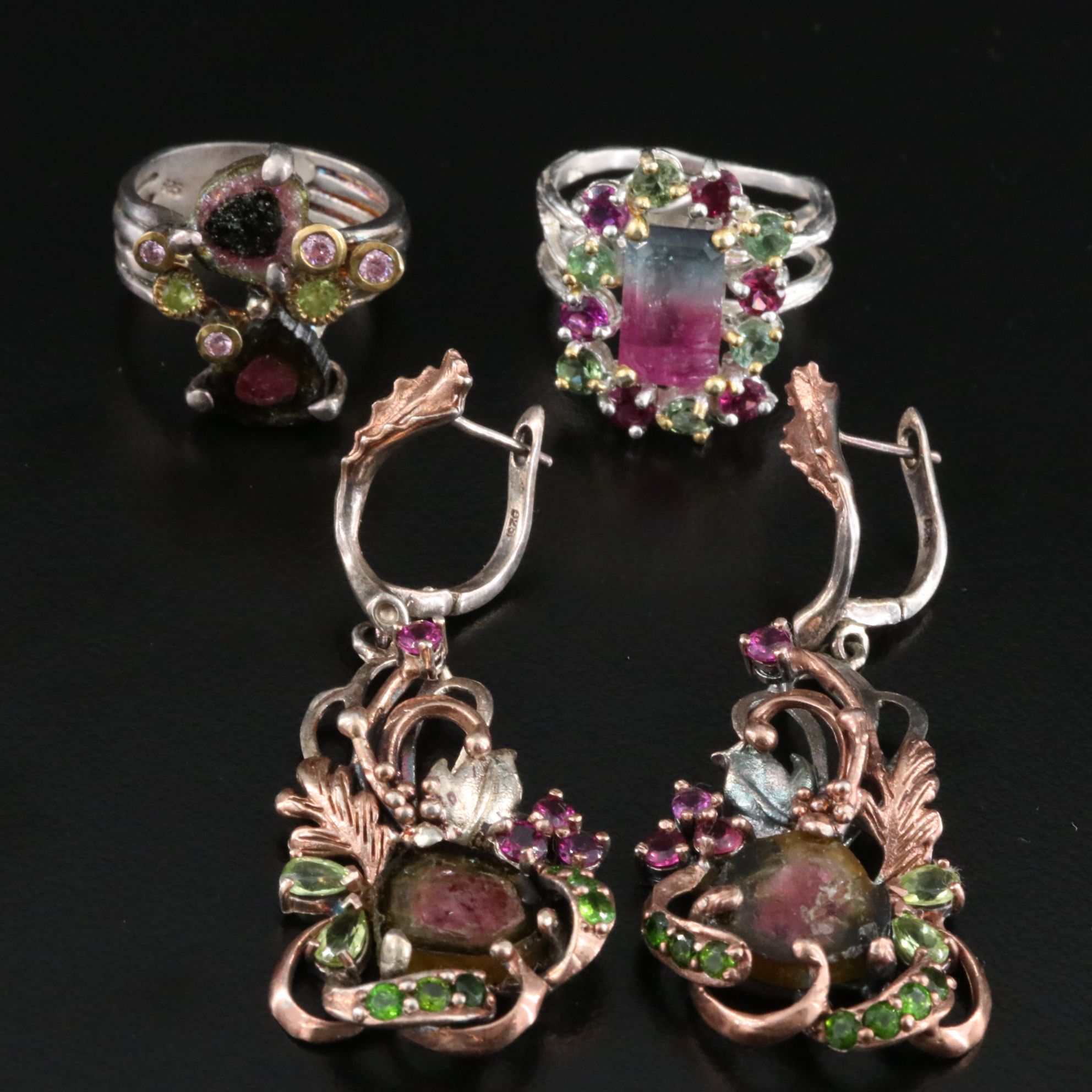 Sterling Gemstone Rings and Earrings