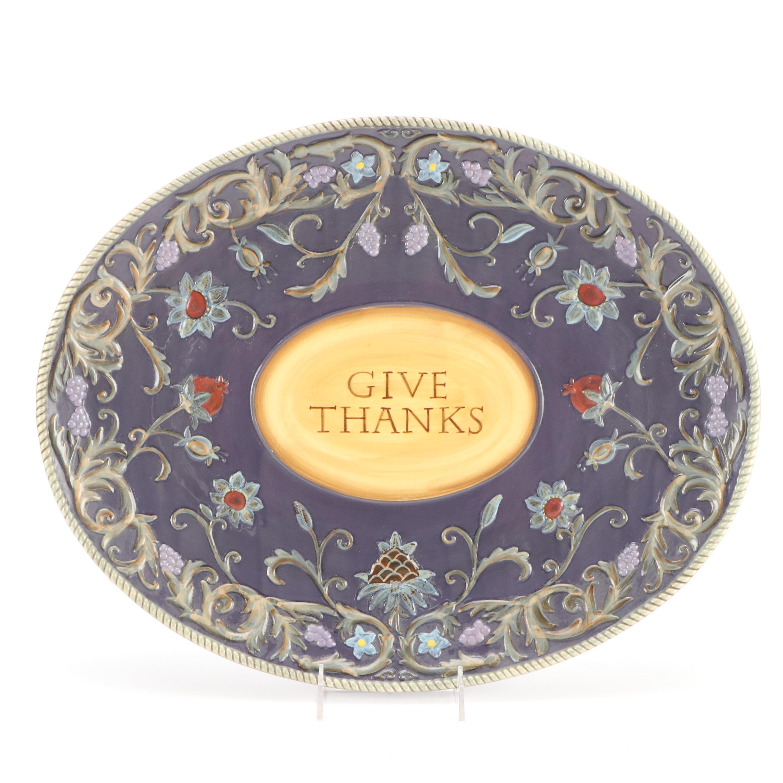 Thanksgiving Ceramic Lidded Dish, Platter, and Pumpkin Décor