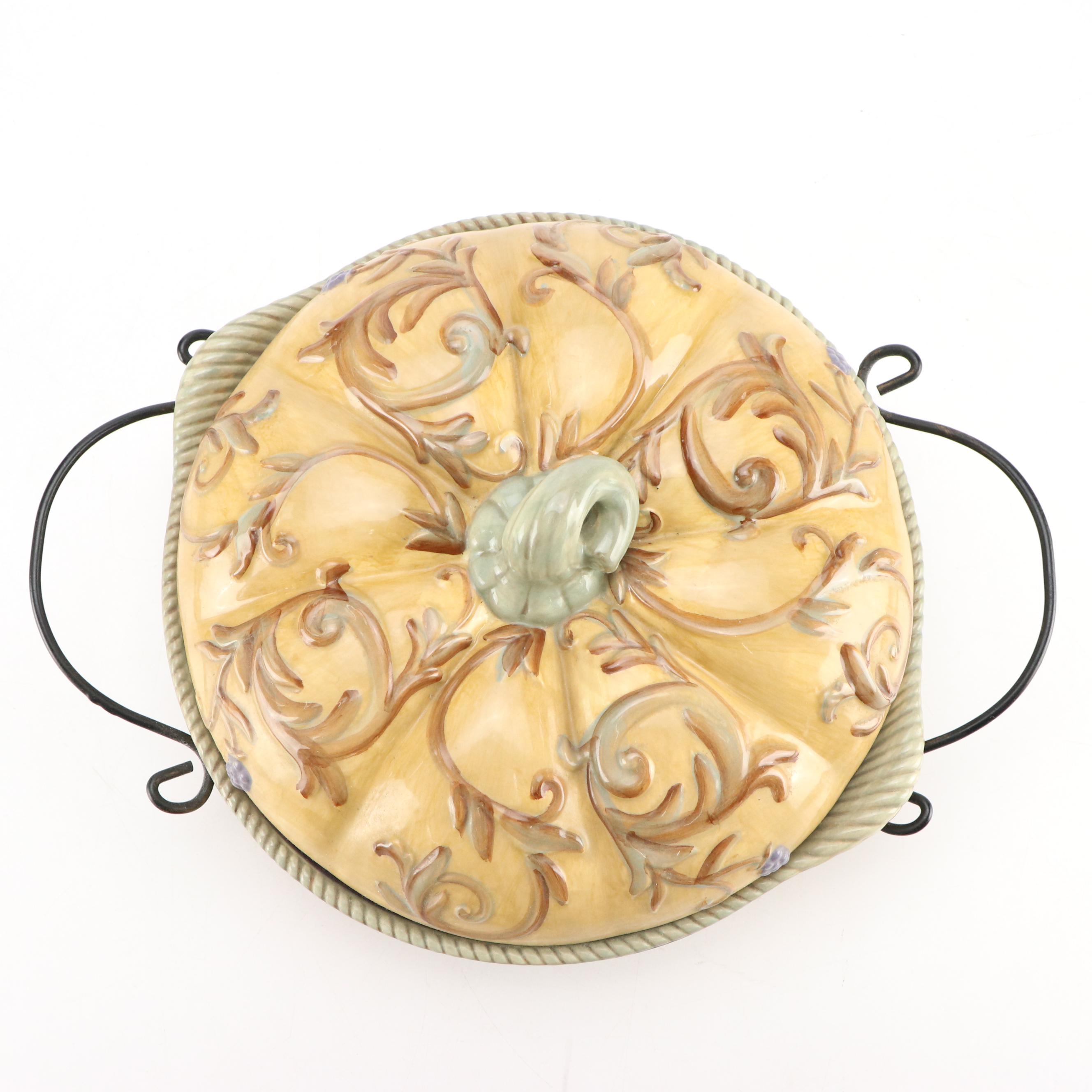 Thanksgiving Ceramic Lidded Dish, Platter, and Pumpkin Décor
