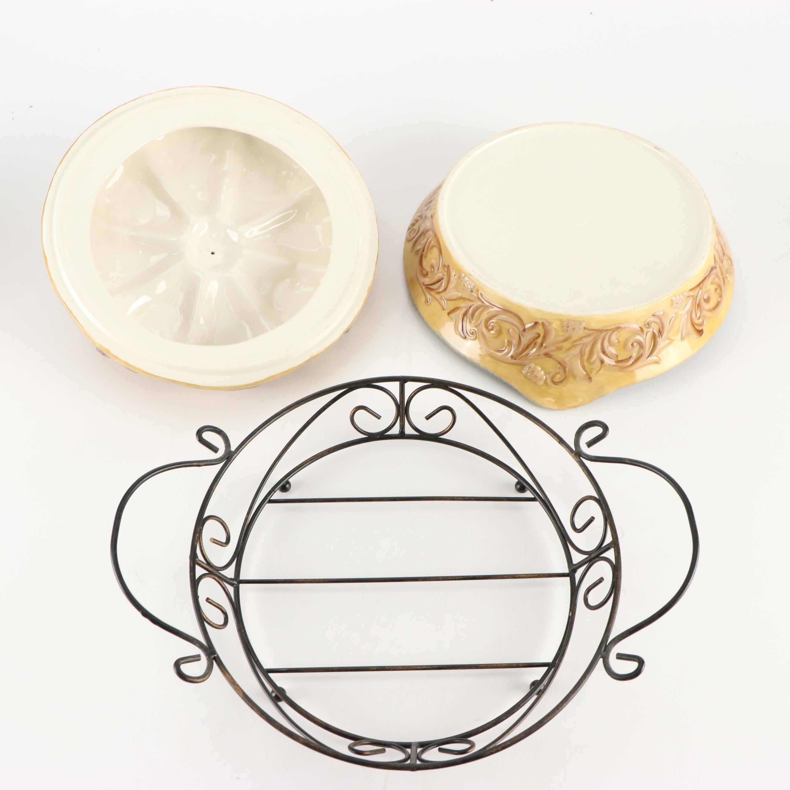 Thanksgiving Ceramic Lidded Dish, Platter, and Pumpkin Décor