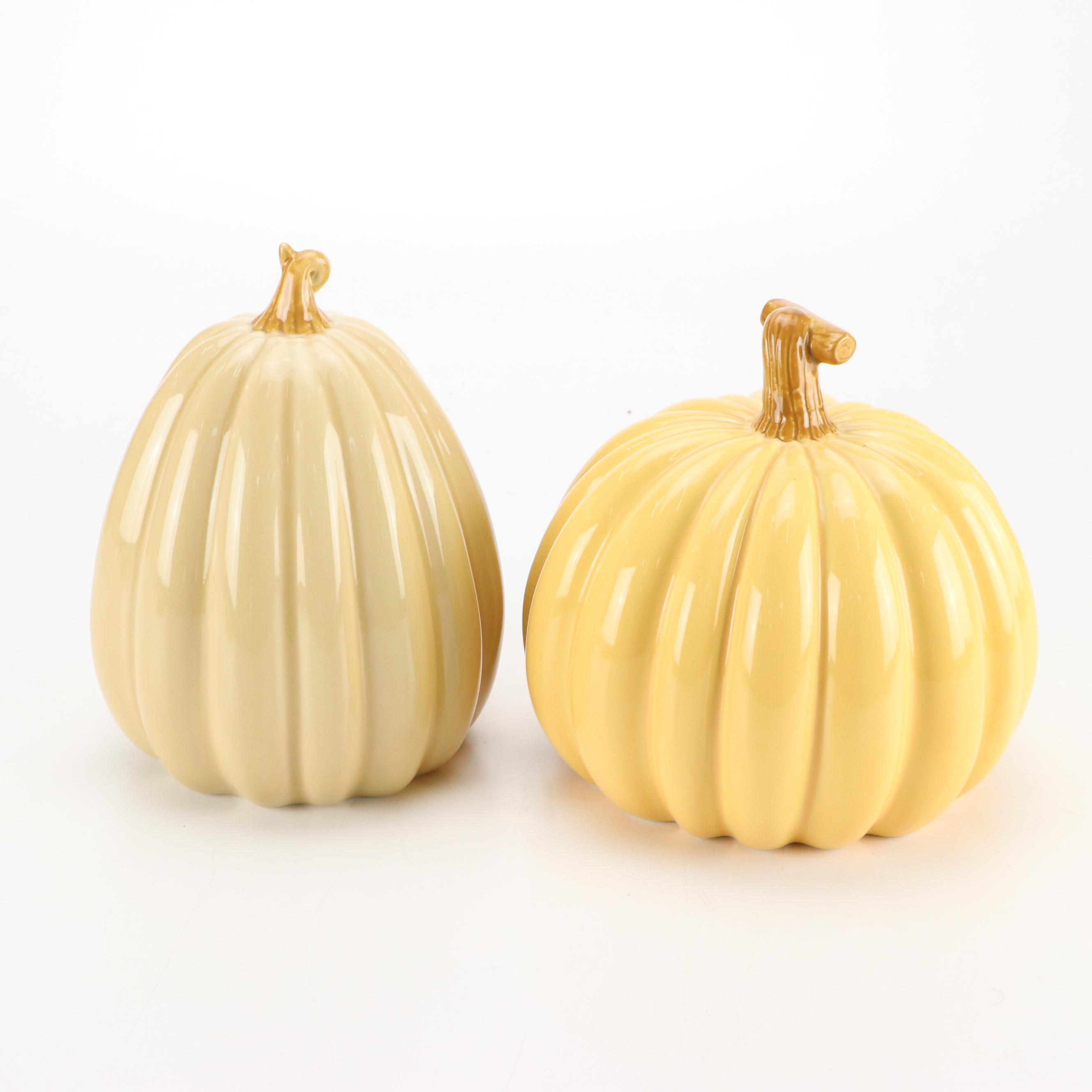 Thanksgiving Ceramic Lidded Dish, Platter, and Pumpkin Décor